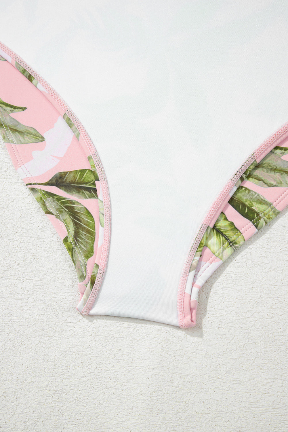 Pink Tropical Asymmetric Cut out Halter Backless One Piece Swimwear eAura