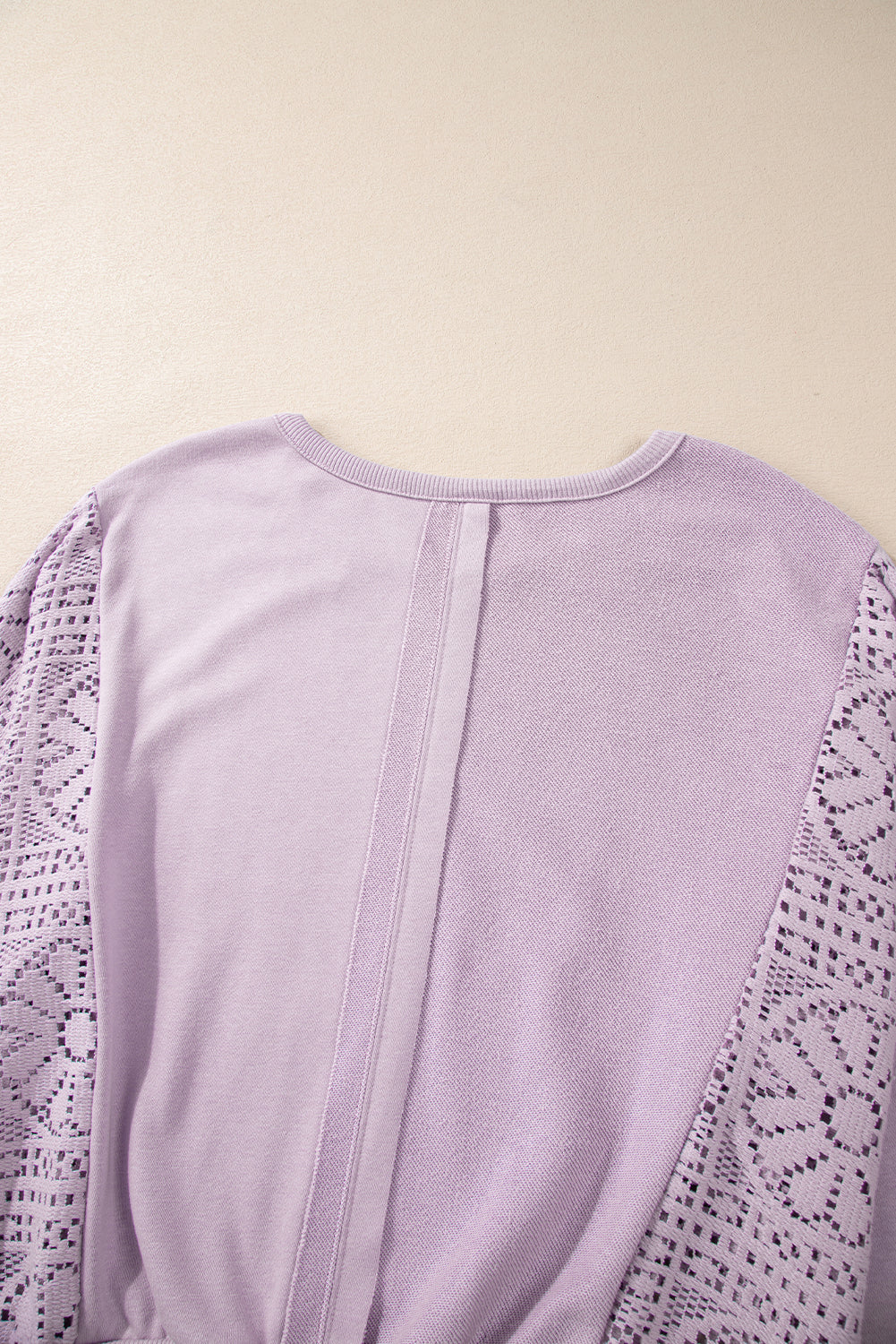 Knit Crochet Exposed Seam Ribbed Trim Sweatshirt eAura
