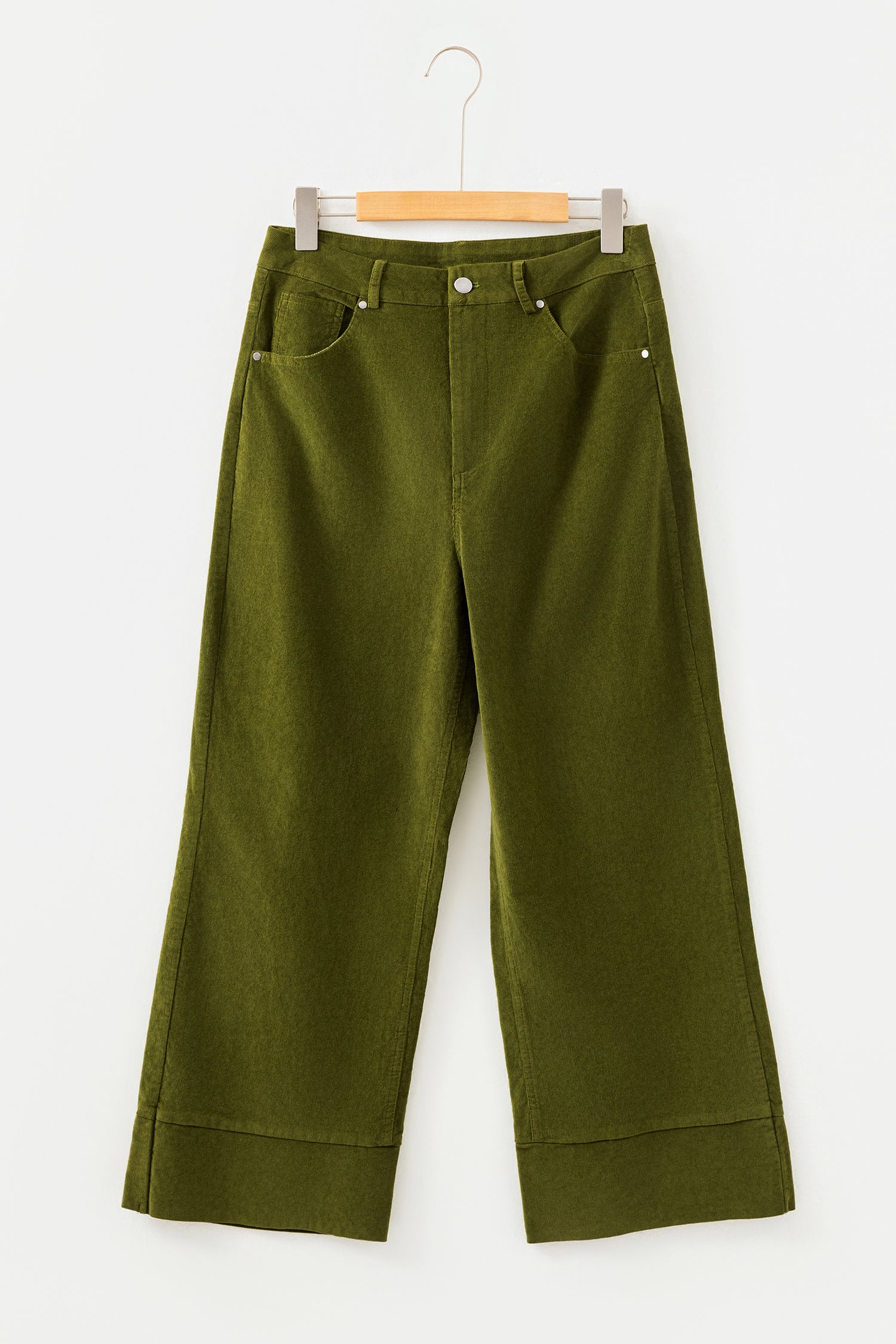 Soft Corduroy High Waist Wide Leg Trousers - Bottoms/Pants & Culotte