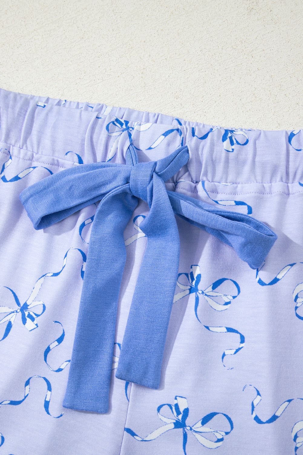 Sky Blue Bow Print Ruffled Short Pyjamas eAura