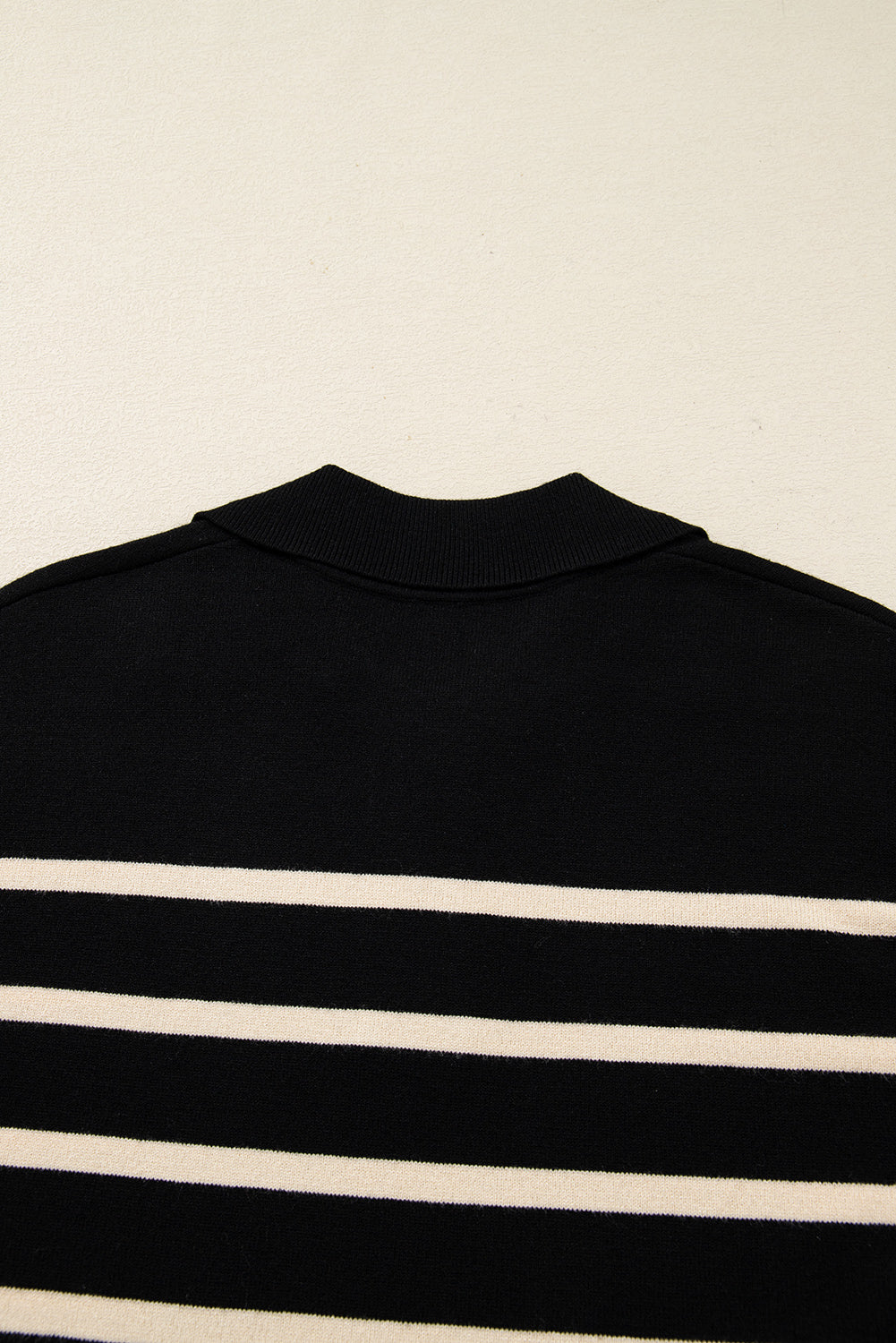 Striped Polo Collar Puff Sleeve Sweater Mini Dress eAura
