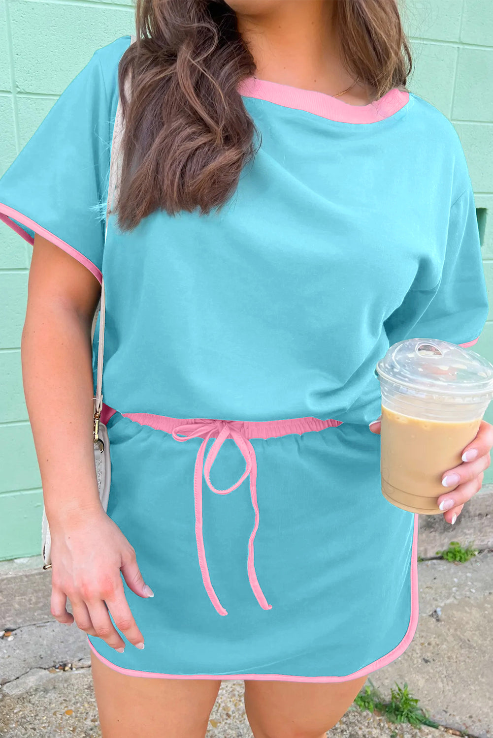 Plus Size Contrast Trim T-Shirt and Skirt Two Piece Co-ord Set Dear-Lover Dropshipping