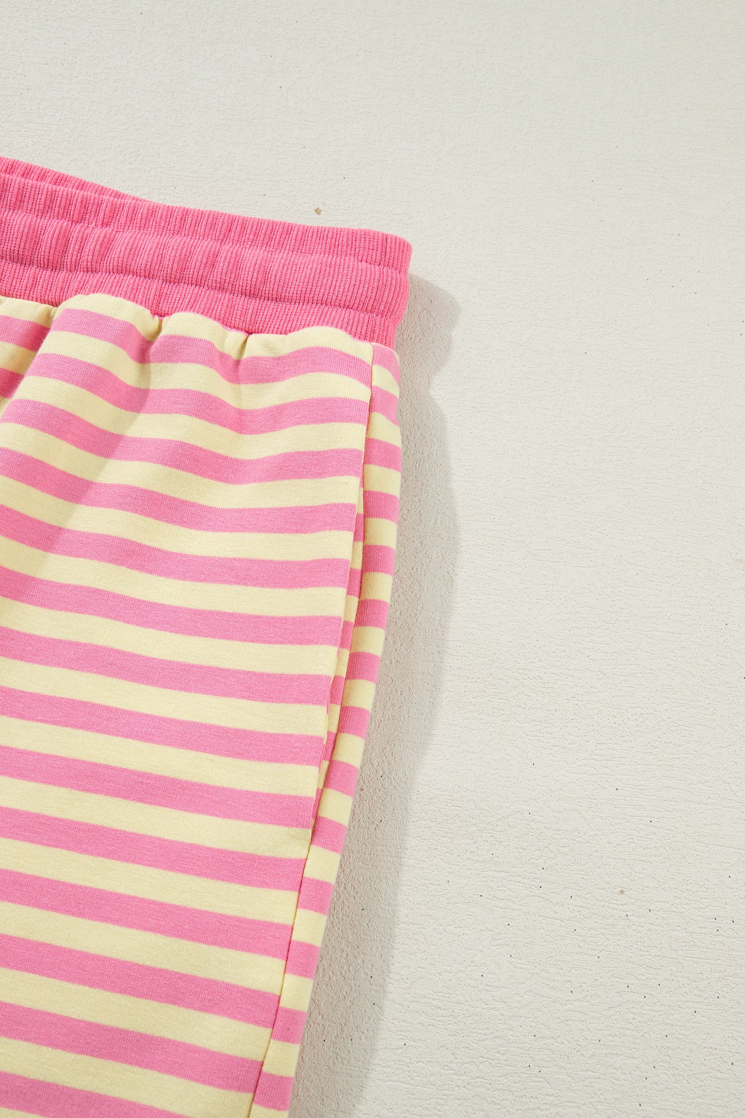 Stripe Boxy Tee Drawstring Elastic Waist Plus Size Short Co-ord Set