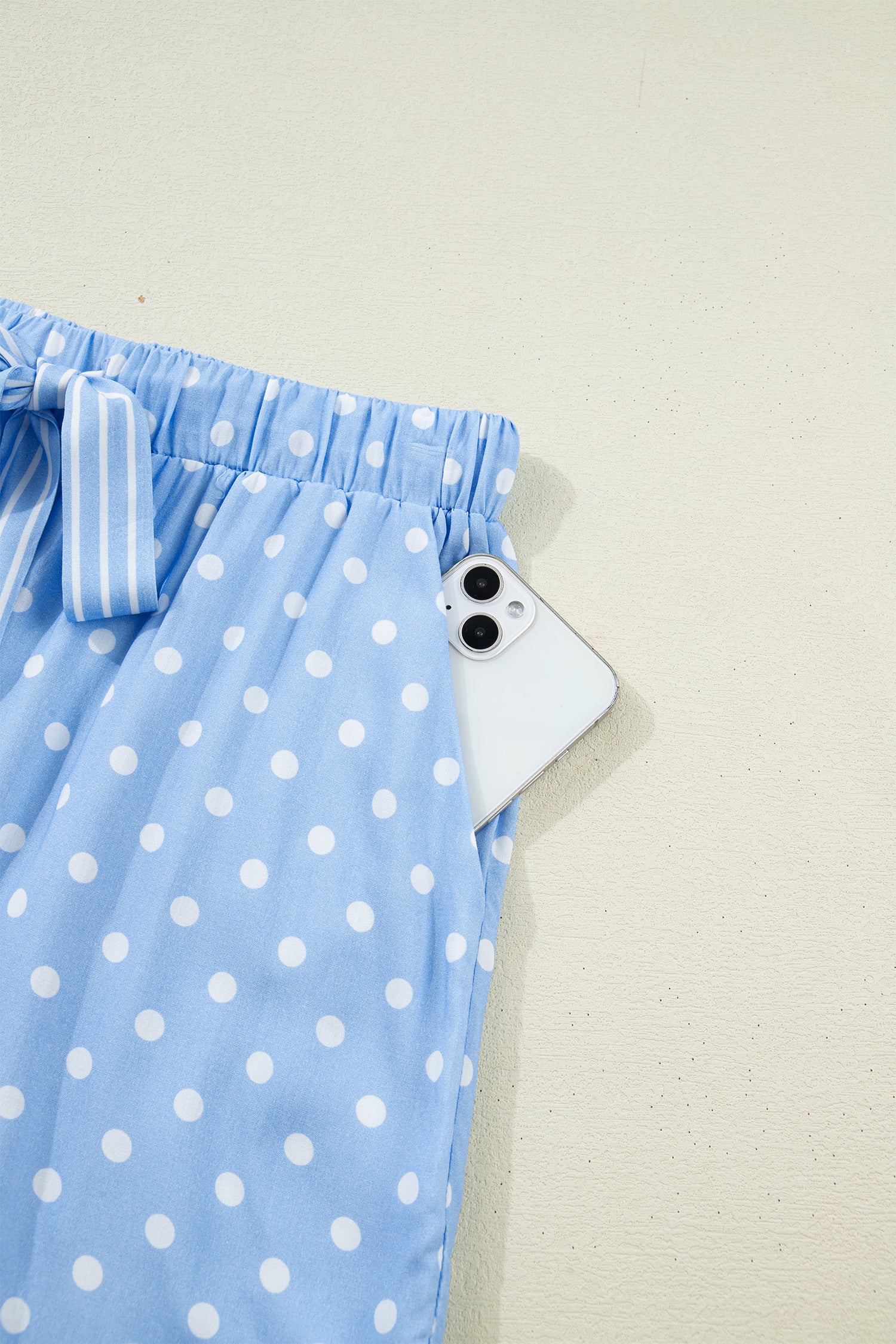 Sky Blue Dotted Print Soft Short Pajama Set – Light Blue