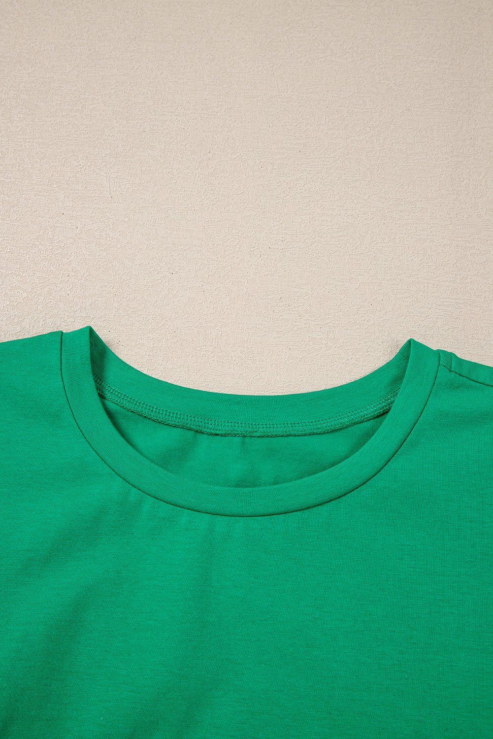 Dark Green Embroidered Ruffled Sleeve Slim Fit Crew Neck Top eAura