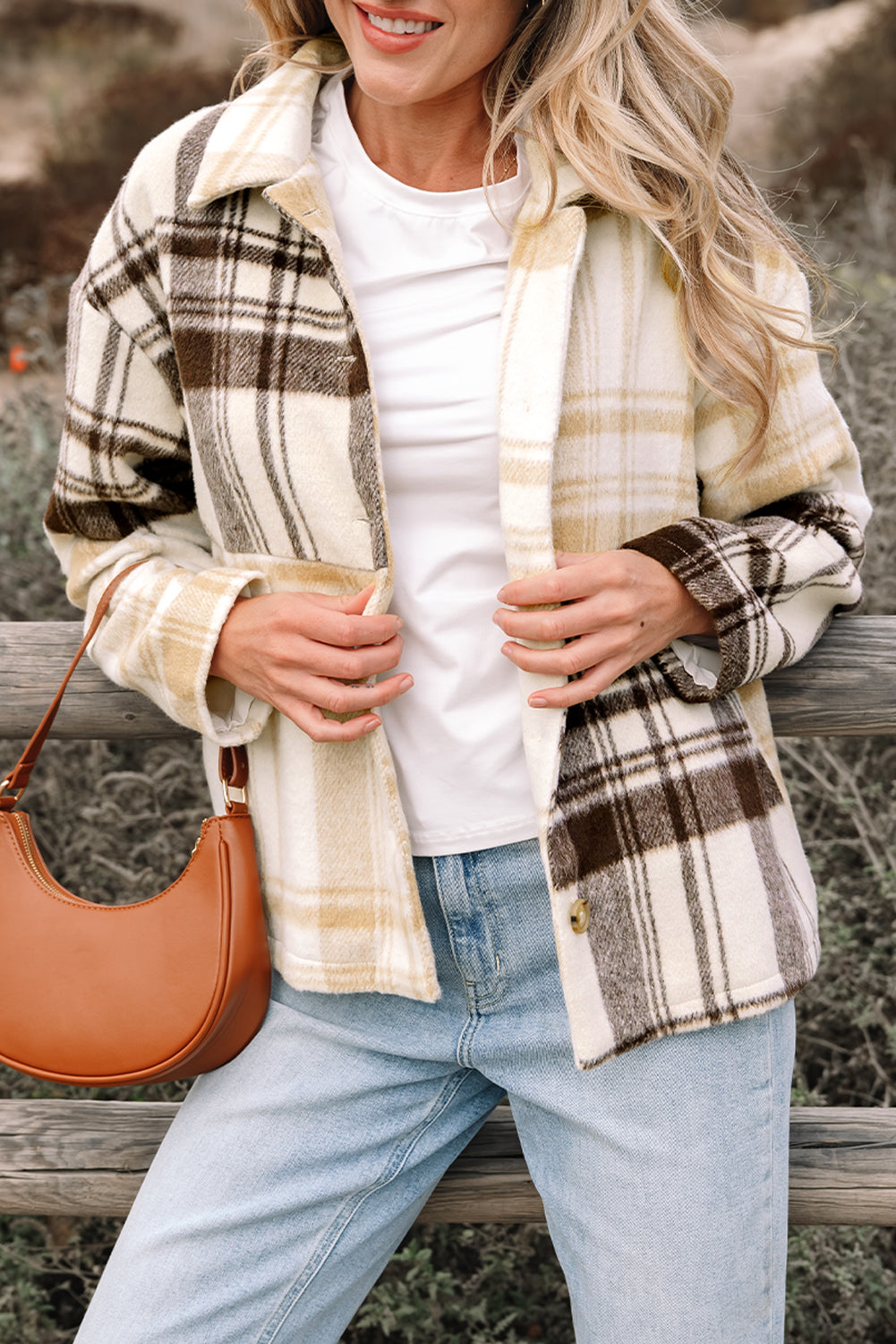 Multicolour Plaid Patchwork Side Pockets Buttoned Shacket - eAura