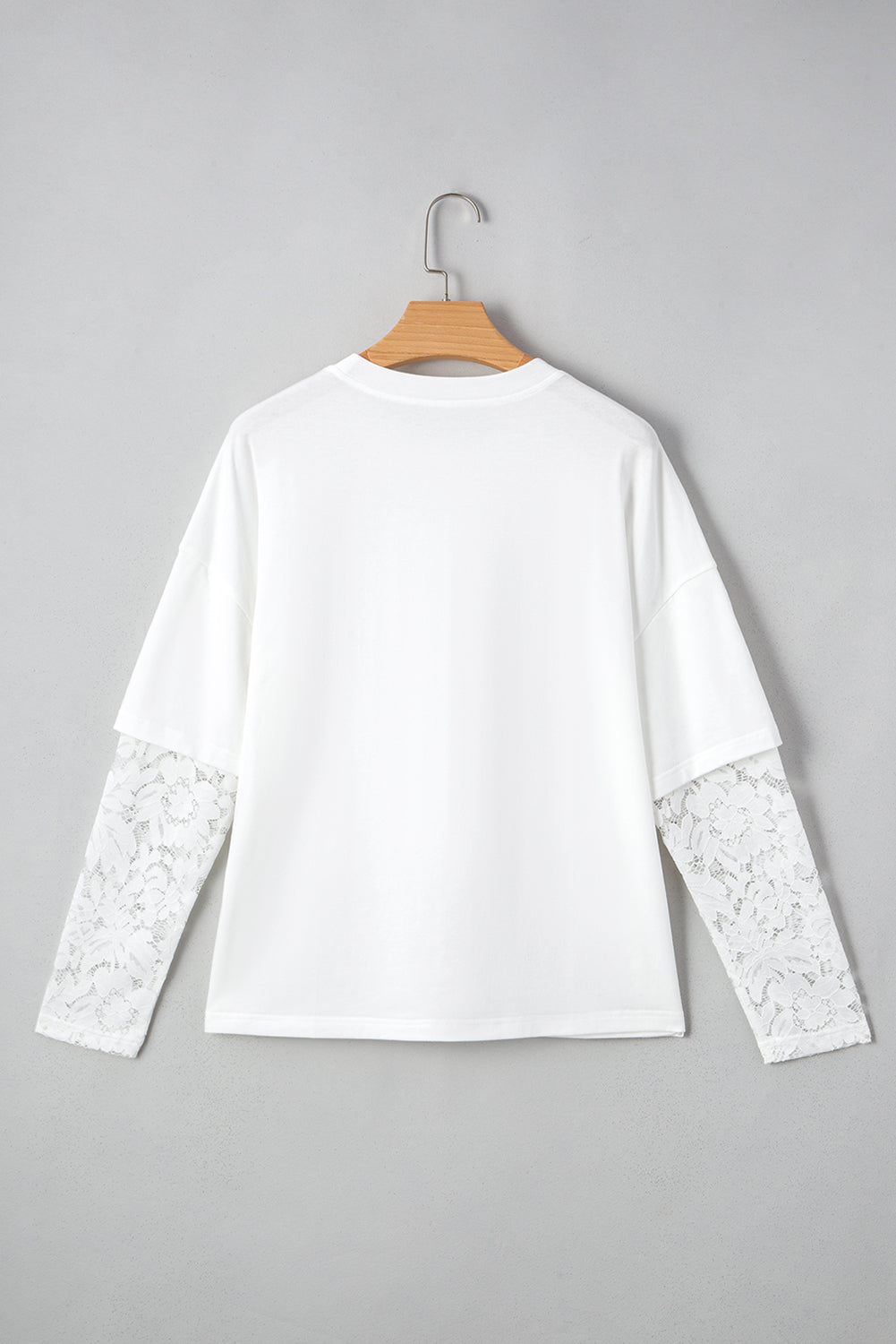 White Lace Long Sleeve Insert Drop Shoulder Tee eAura