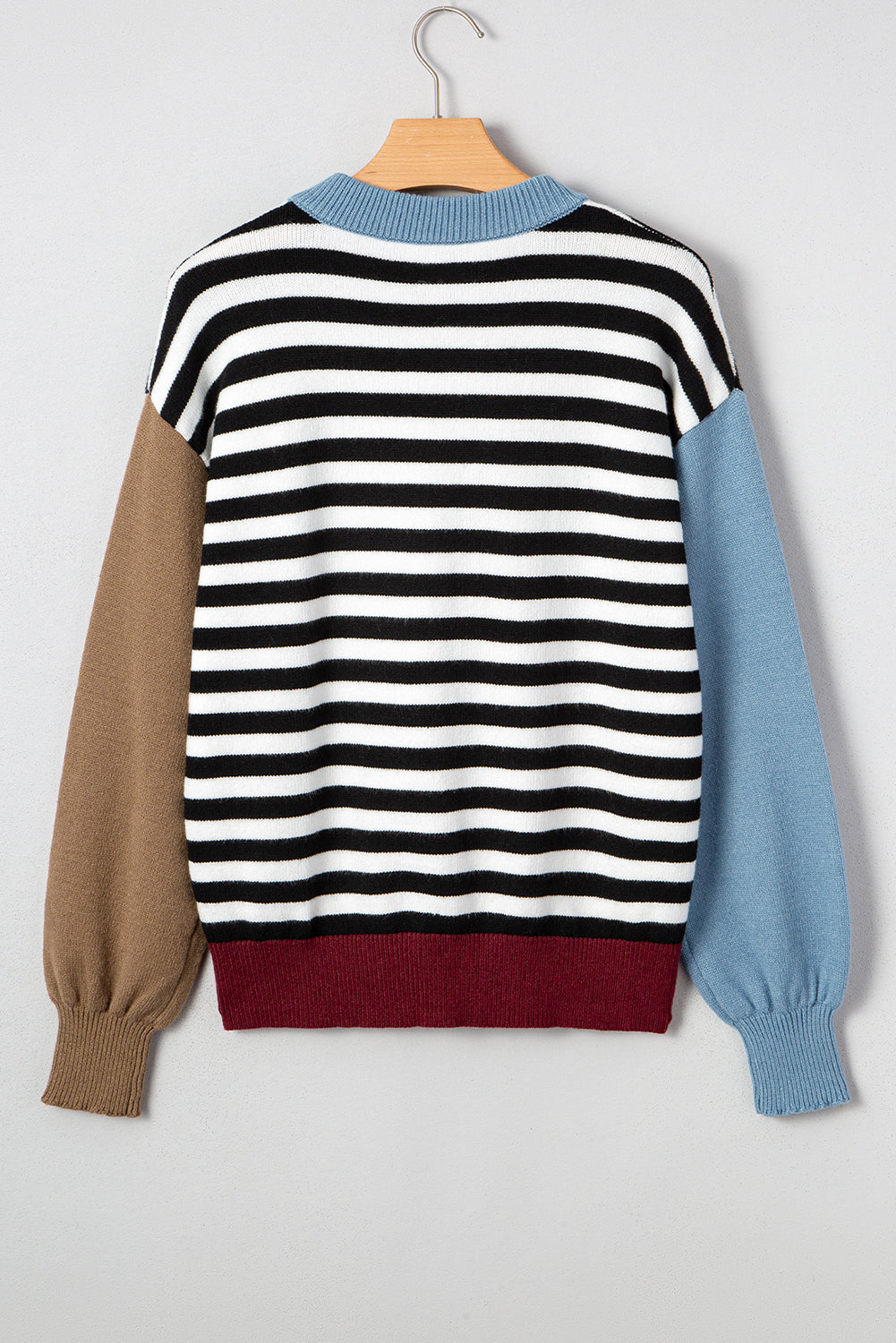 Striped Panels Colourblock Sleeve Sweater Dear-Lover Dropshipping