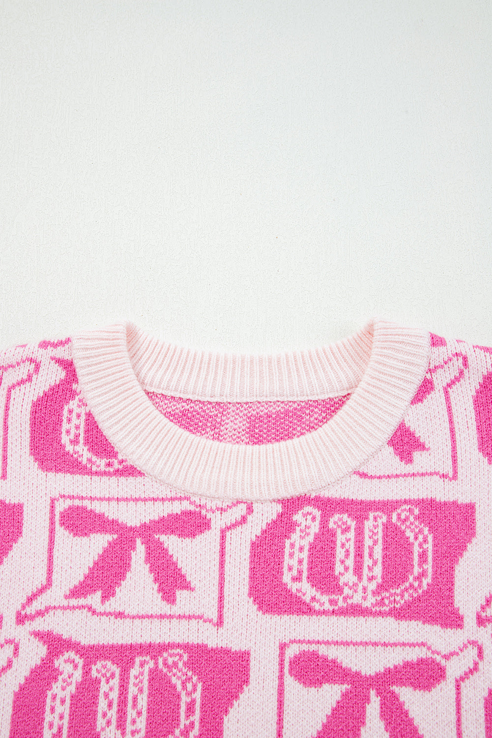 Bows & Horseshoes Pattern Western Fashion Print Sweater - eAura