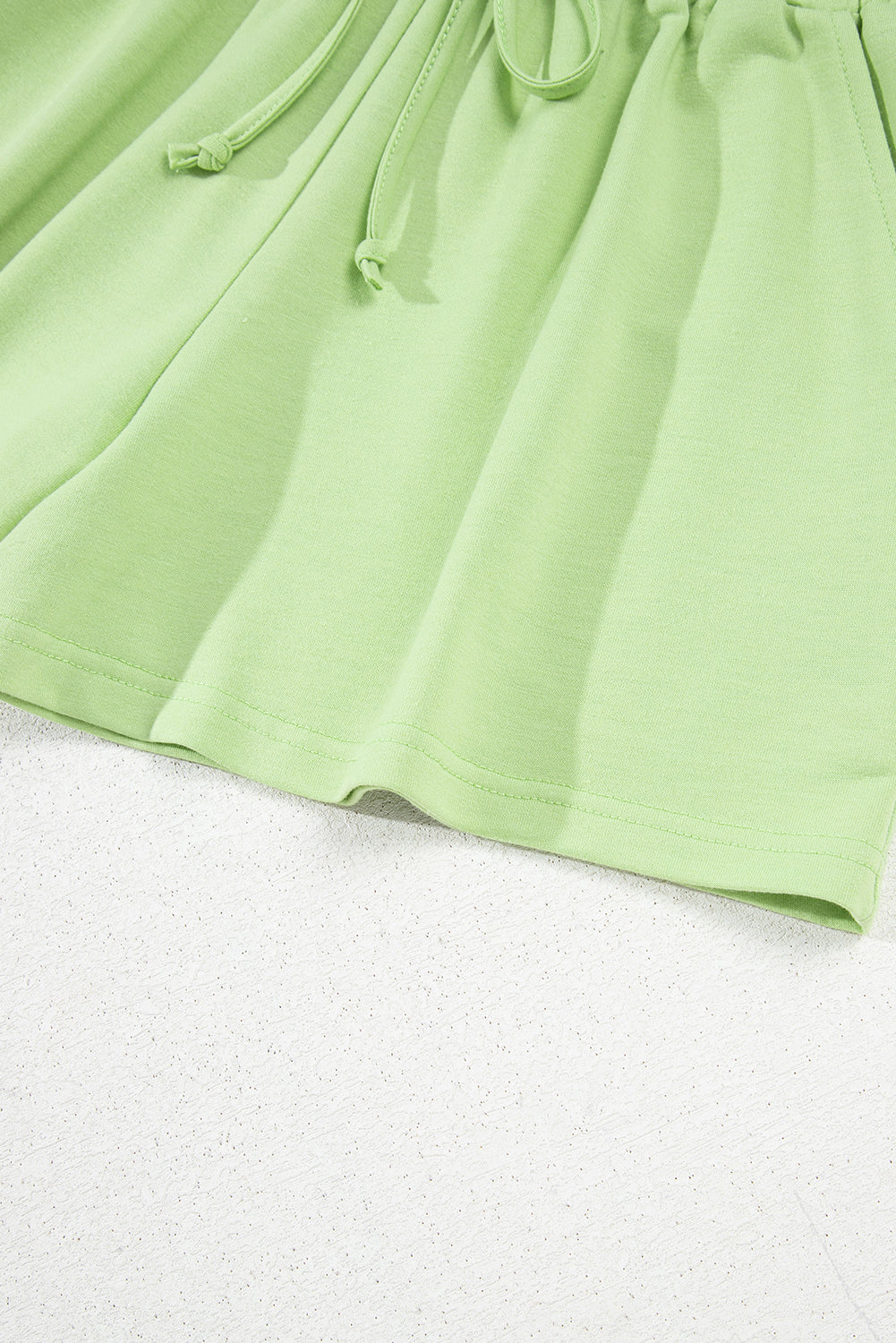 Meadow Mist Green Solid Loose V Neck Half Sleeve Tee and Shorts eAura