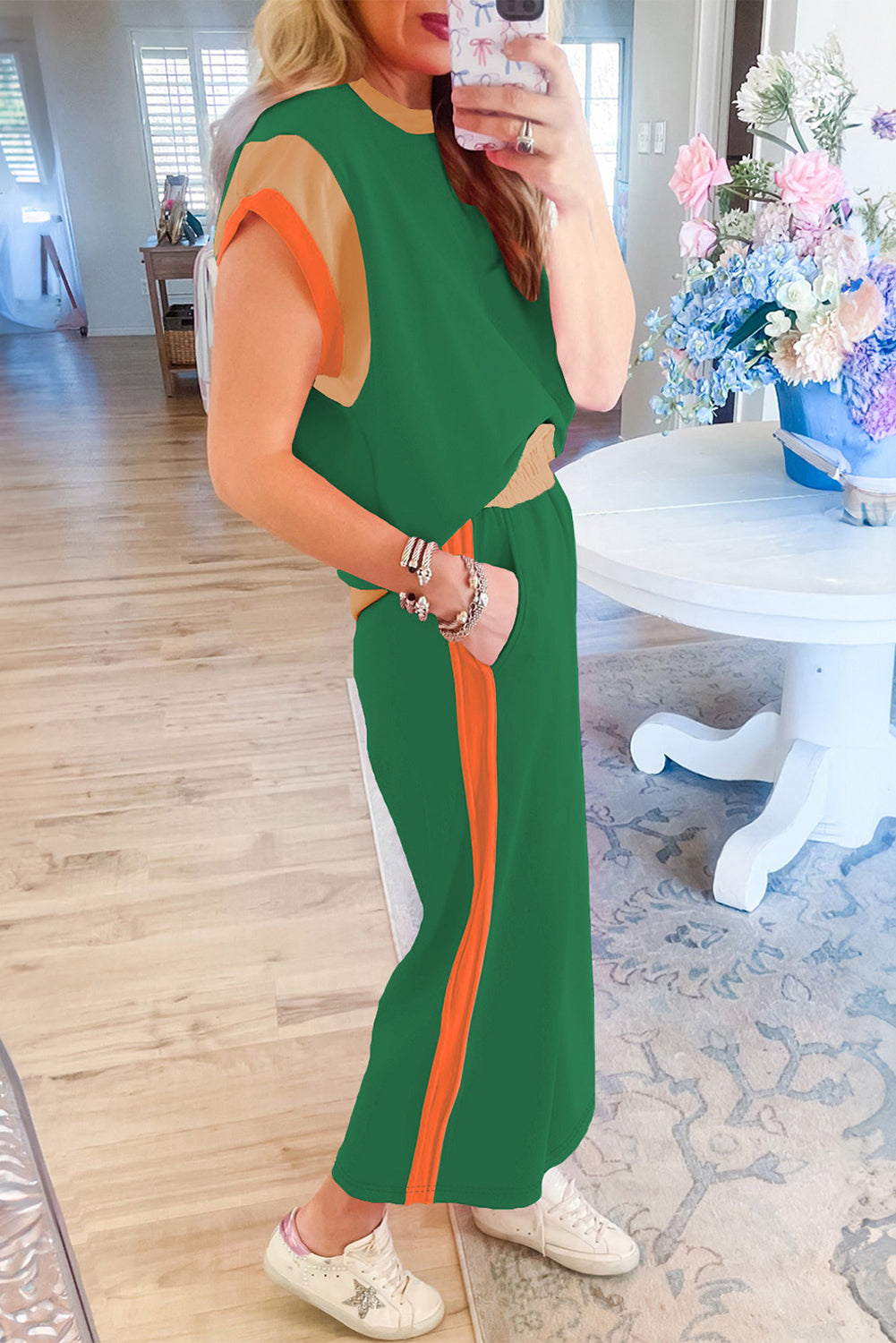 Colour Block Detail Casual Two-piece Co-ord Set Outfit