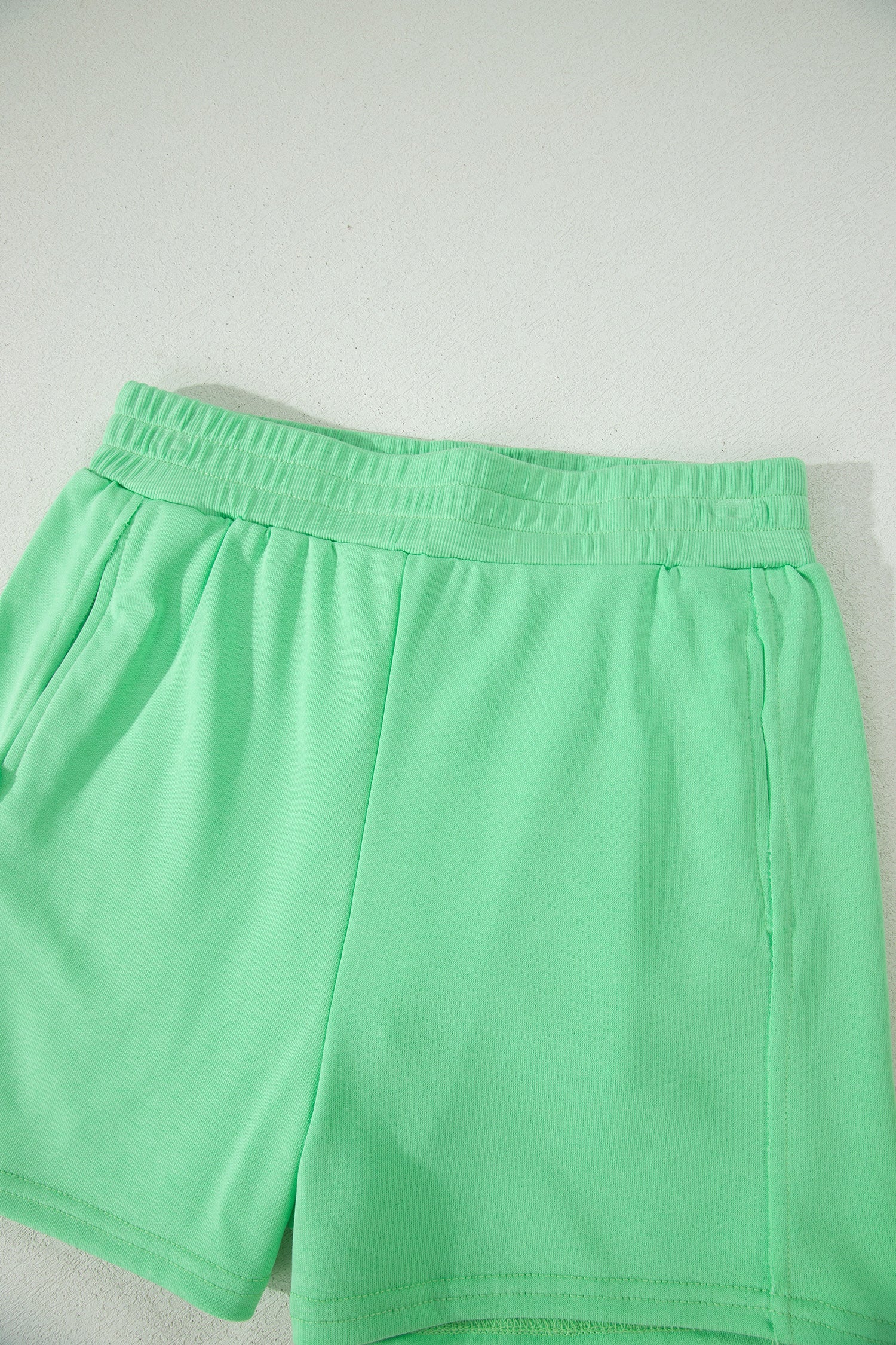 Sky Blue Slim Tank Top Elastic High Waist Shorts 2pcs Outfit – Light Blue