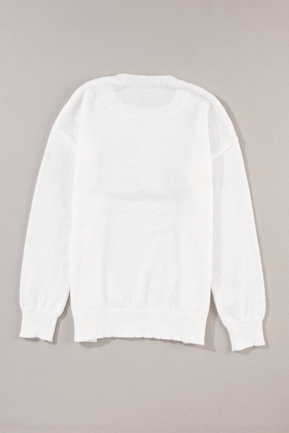 White XOXO Glitter Print Round Neck Casual Sweater eAura
