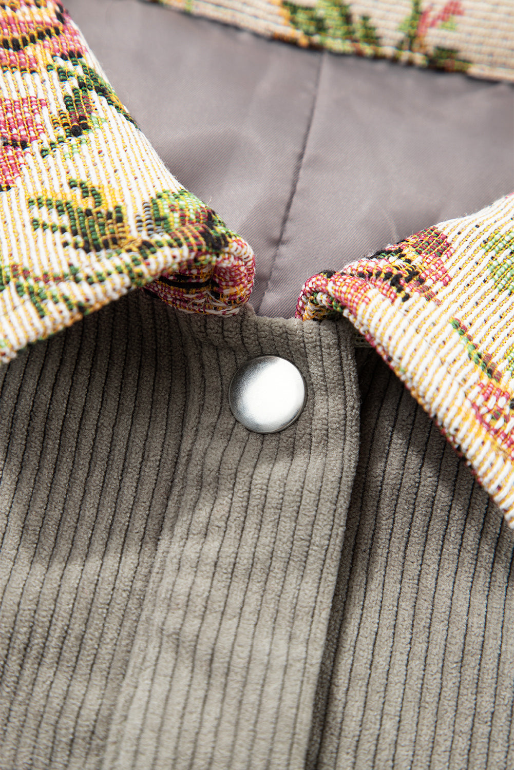 Soft Corduroy Floral Patchwork Jacket - eAura