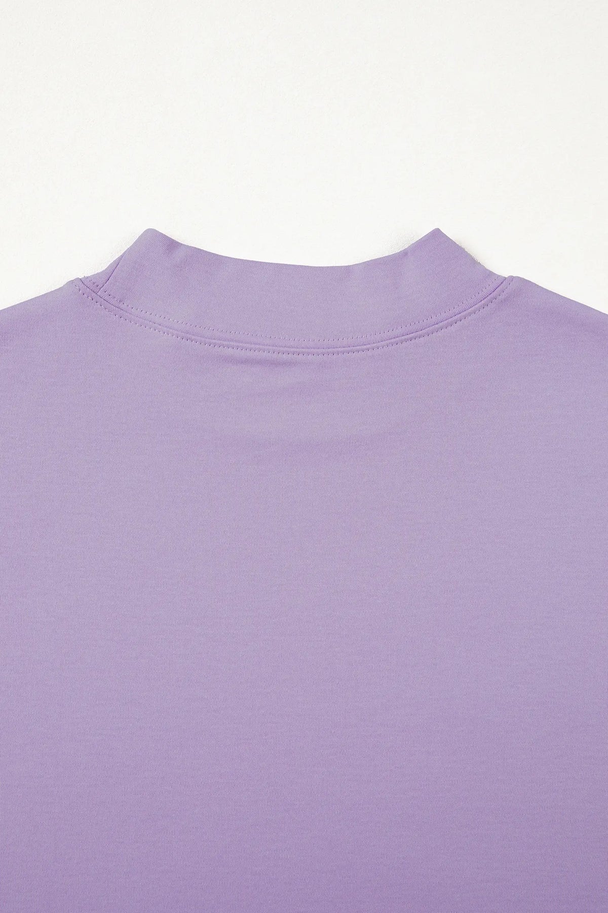 Solid Colour High Neck Oversize Tee – Wisteria