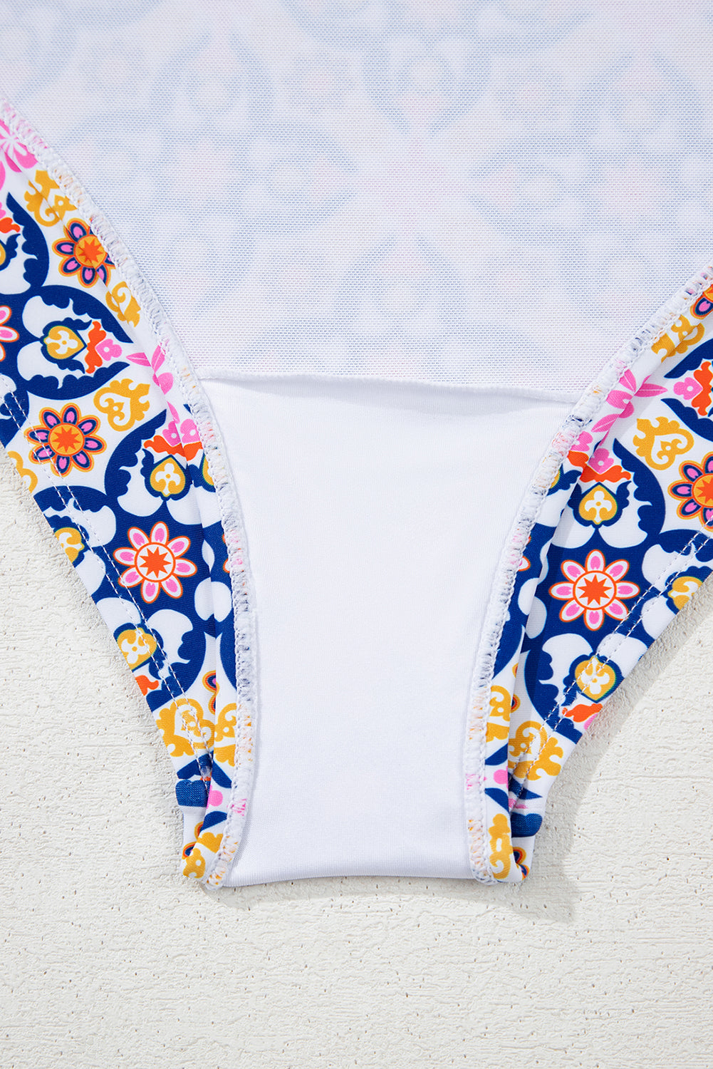 Yellow Floral Print V Neck One Piece Swimsuit eAura