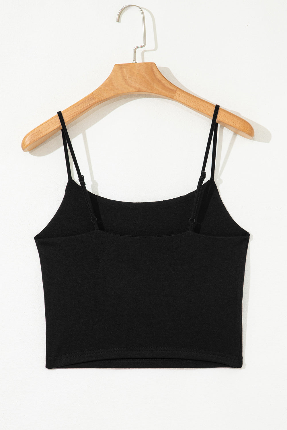 Black Spaghetti Strap Skinny Fit Cropped Tank Top eAura
