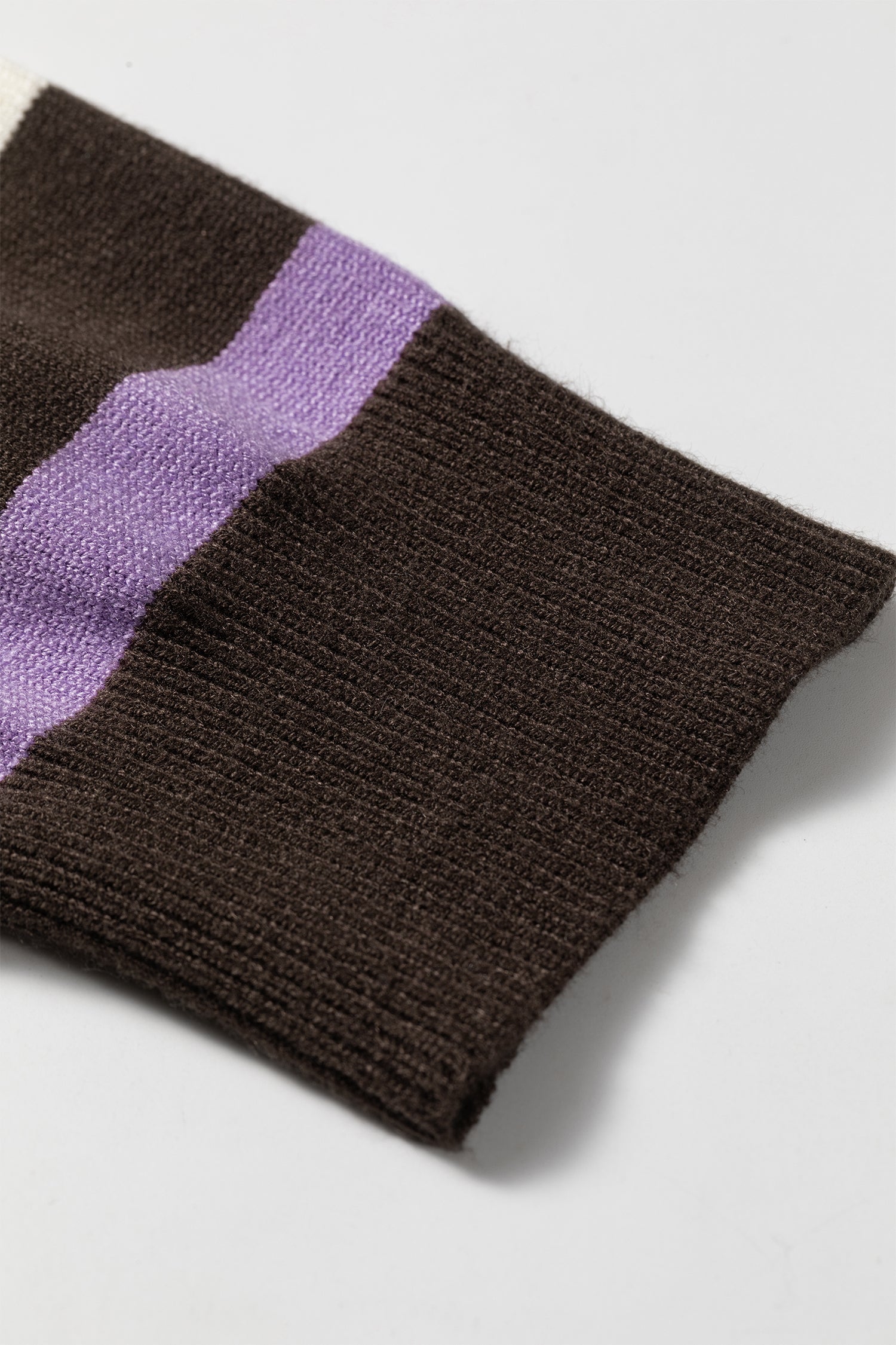 Embroidered Detail Drop Shoulder Pullover Sweater – Brown Stripe