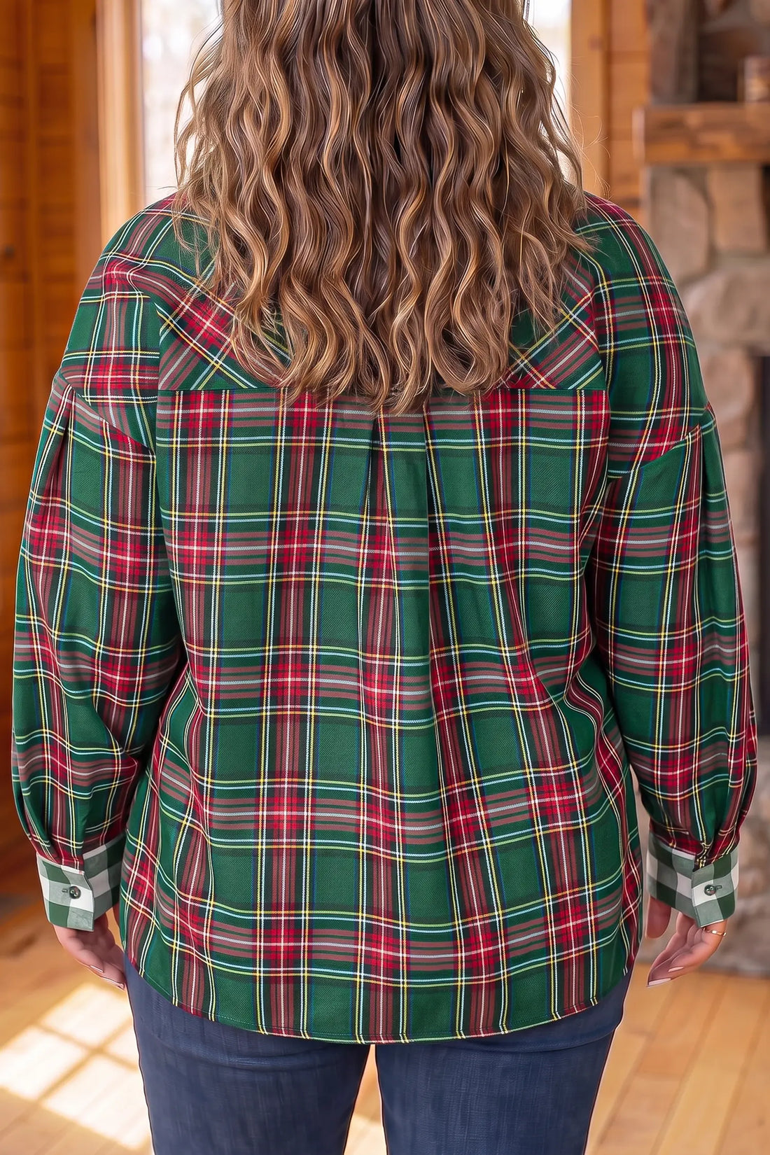Plaid Long Sleeve Shift Plus Size Shirt