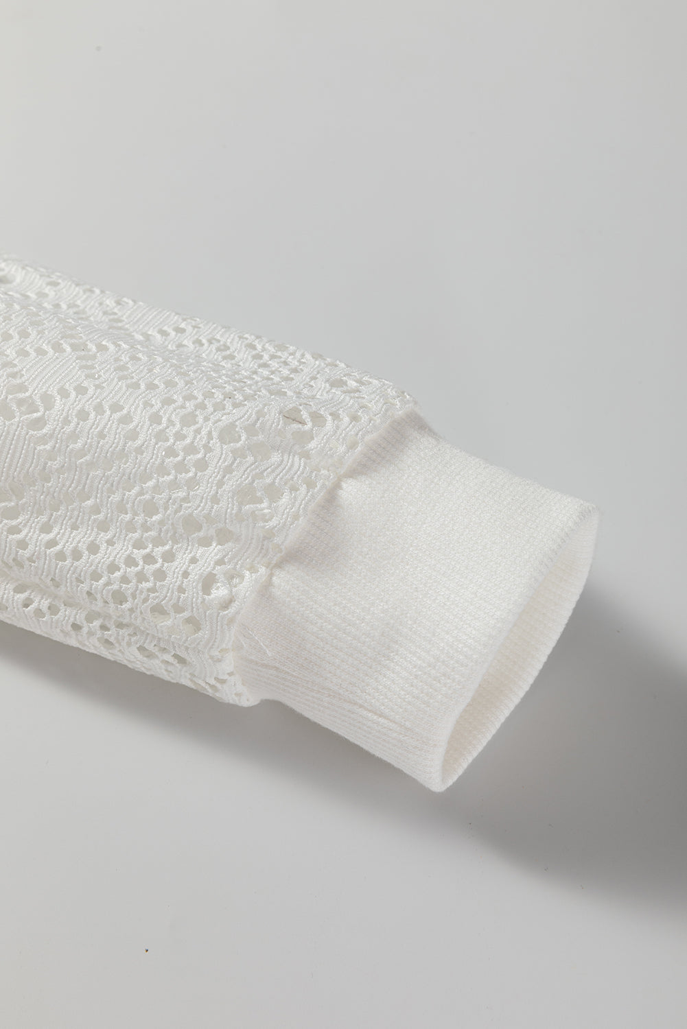 Black Stripe Textured Knit Contrast Lace Long Sleeve Top - eAura