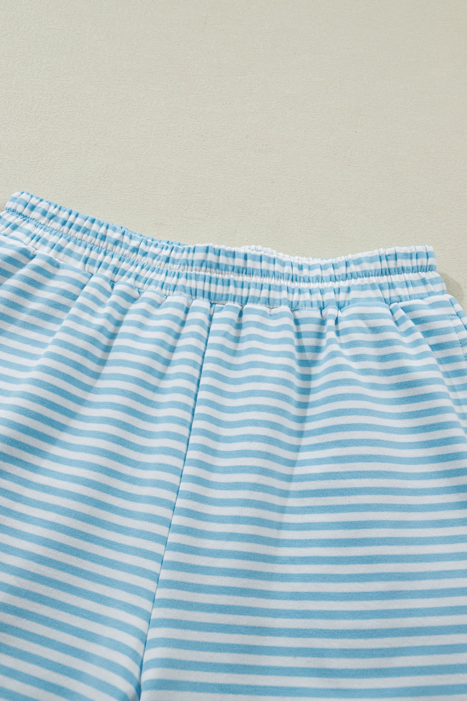 Stripe Cuffed Sleeve Contrast Mock Neck Tee Casual Co-ord Short Set