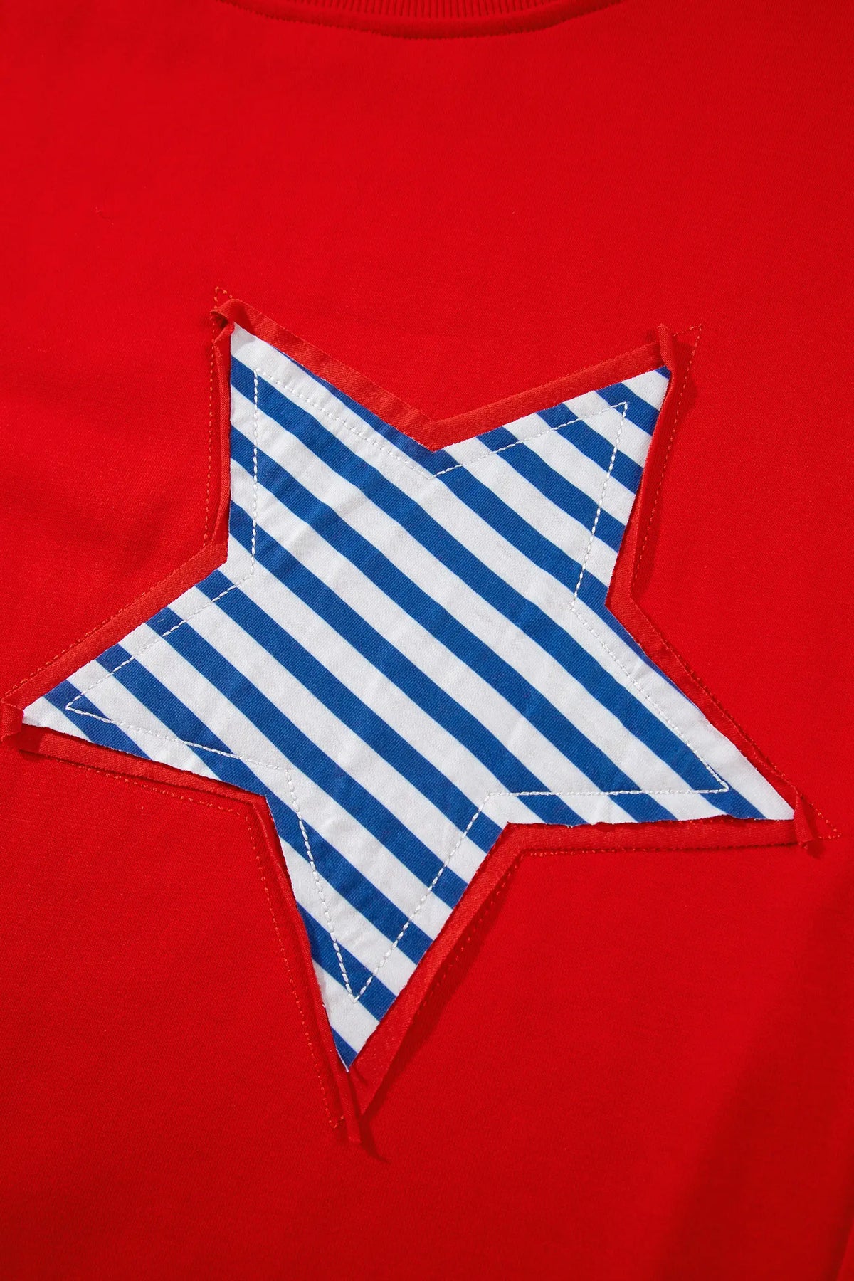 Patch Embroidery Star Colourblock Plus Size Sweatshirt – Fiery Red