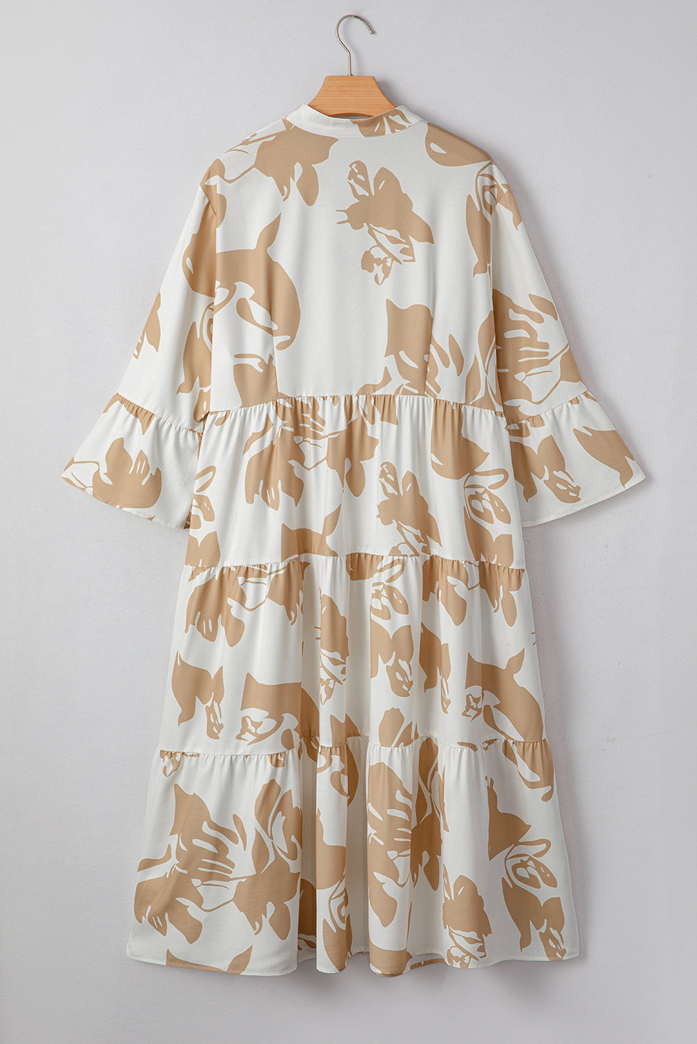Ruffled Sleeve Half Placket Tiered A-line Plus Size Long Dress Dear-Lover Dropshipping