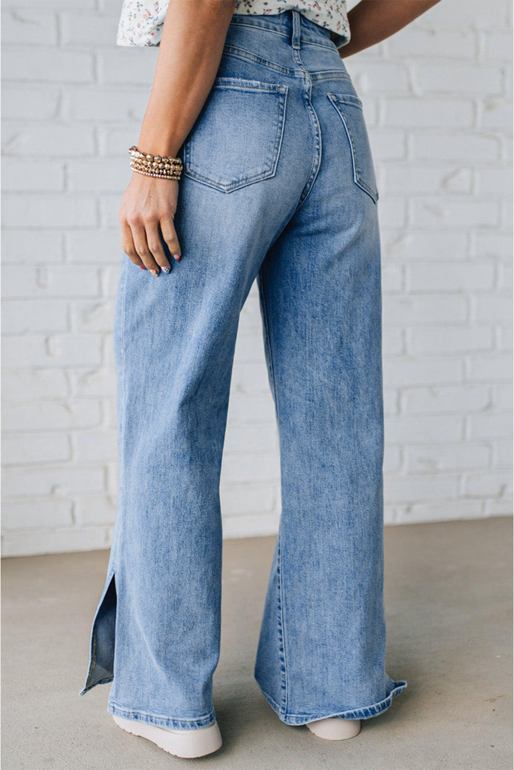 Slit Leg High Rise Drawstring Casual Jeans - eAura
