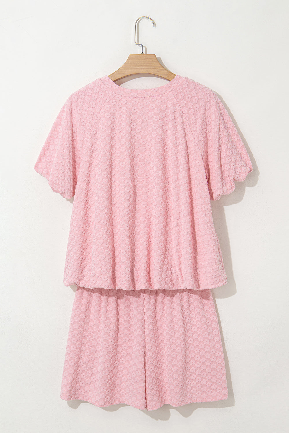 Coral Paradise Daisy Jacquard Textured Casual Short Co-ord Set eAura