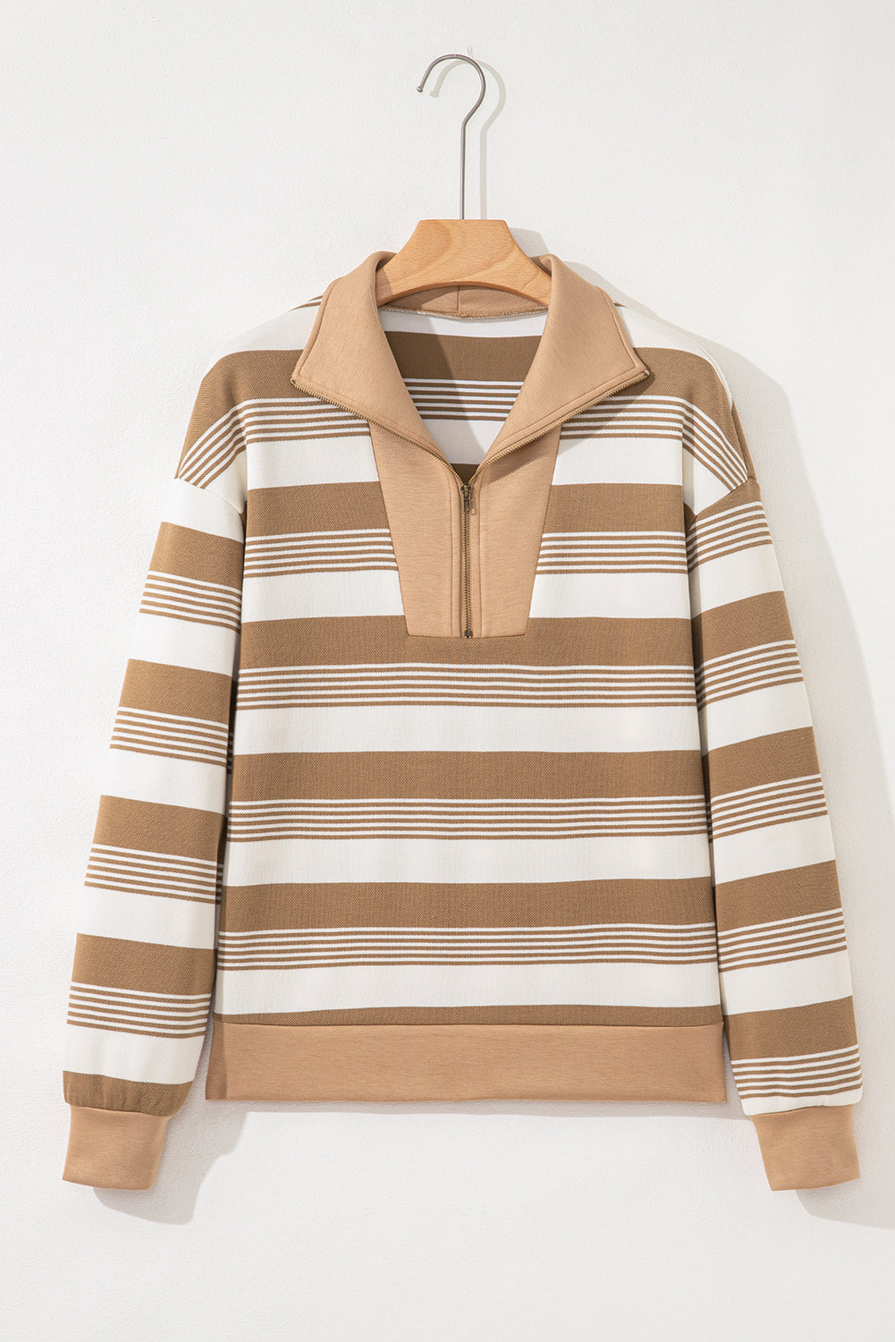 Stripe Zip Collar Sweatshirt - eAura