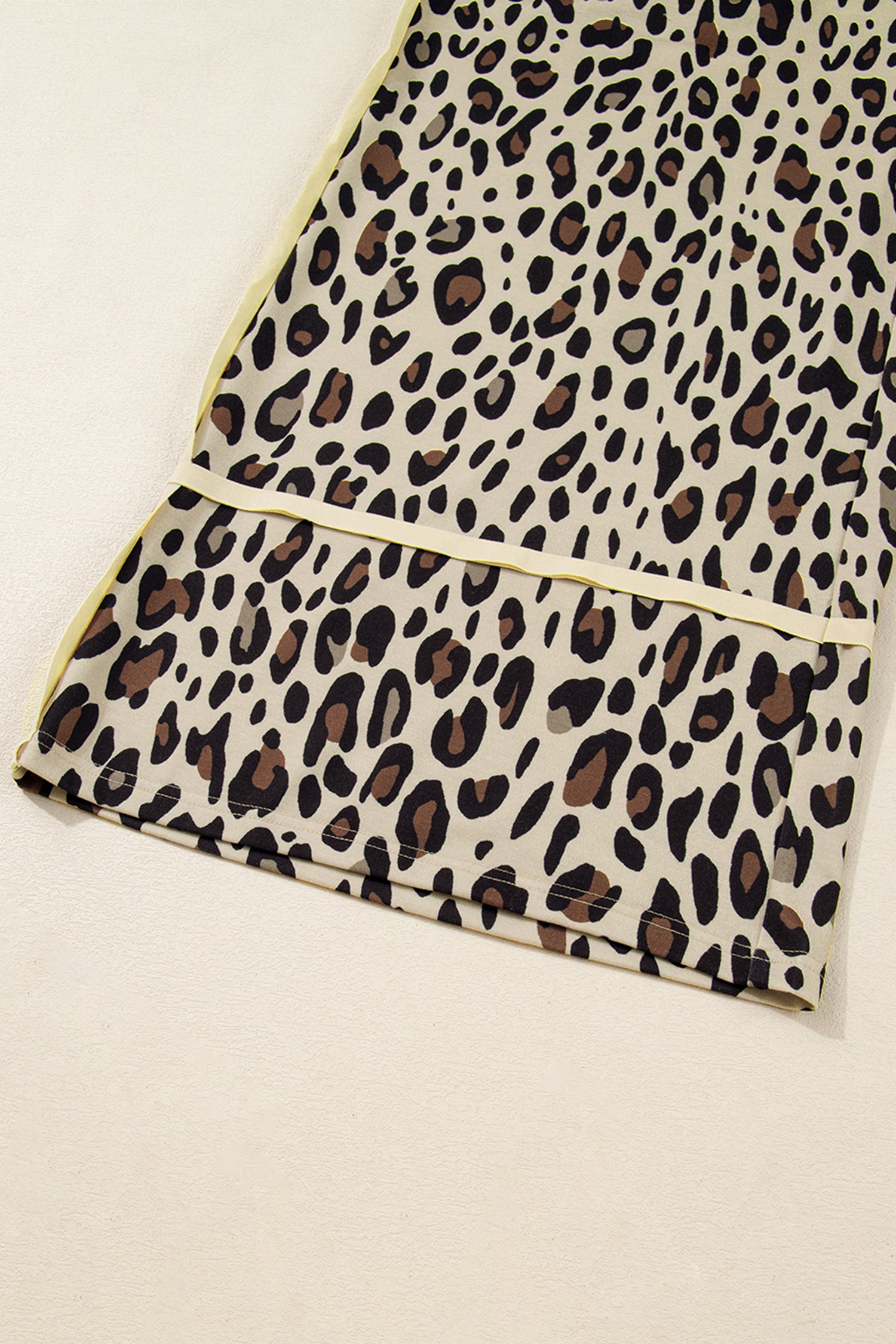 Exposed Seam Patched Pocket Plus Size Drawstring Leopard Wide Leg Pants