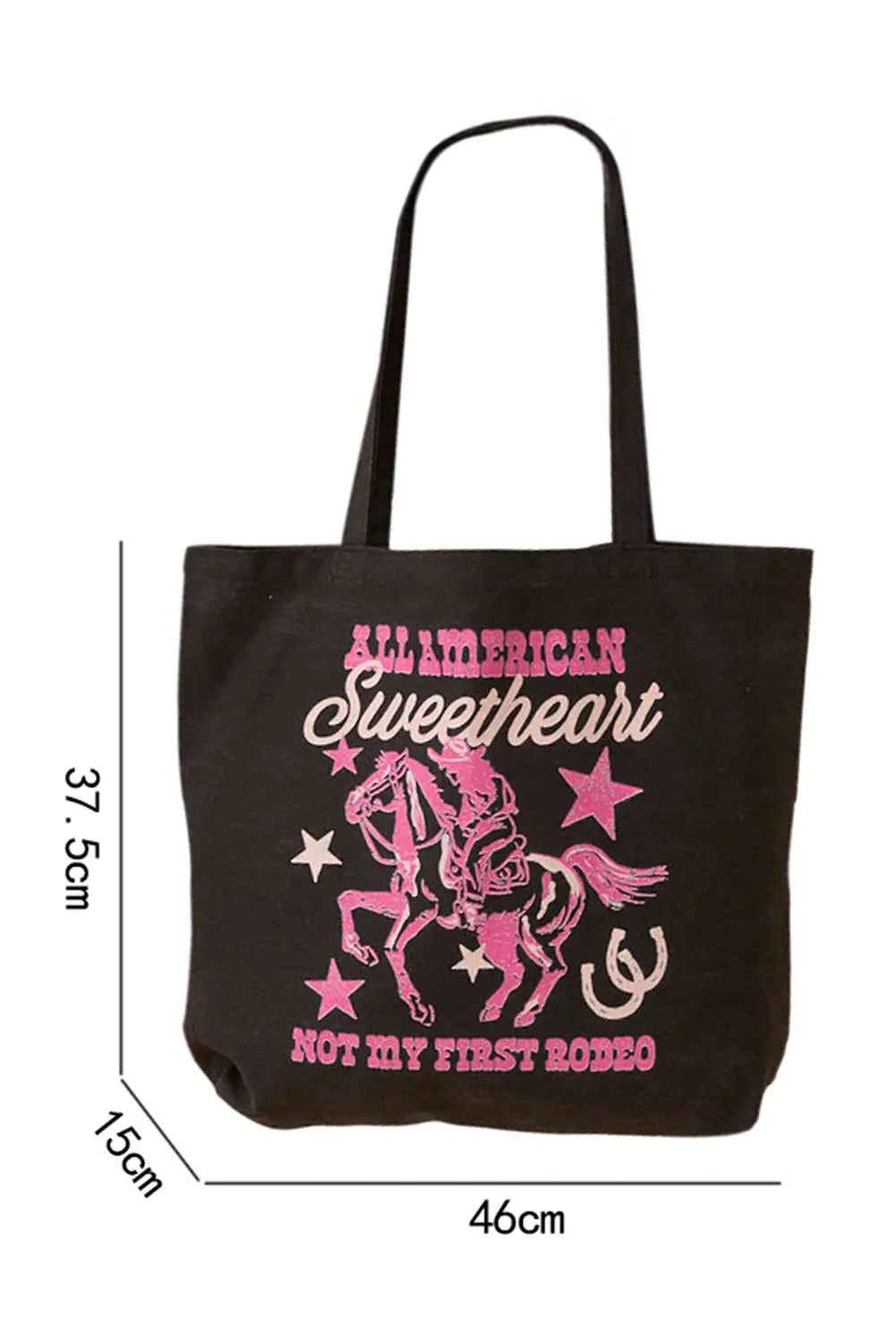 Blue Floral MAMA Letter Bow Print Canvas Tote Bag
