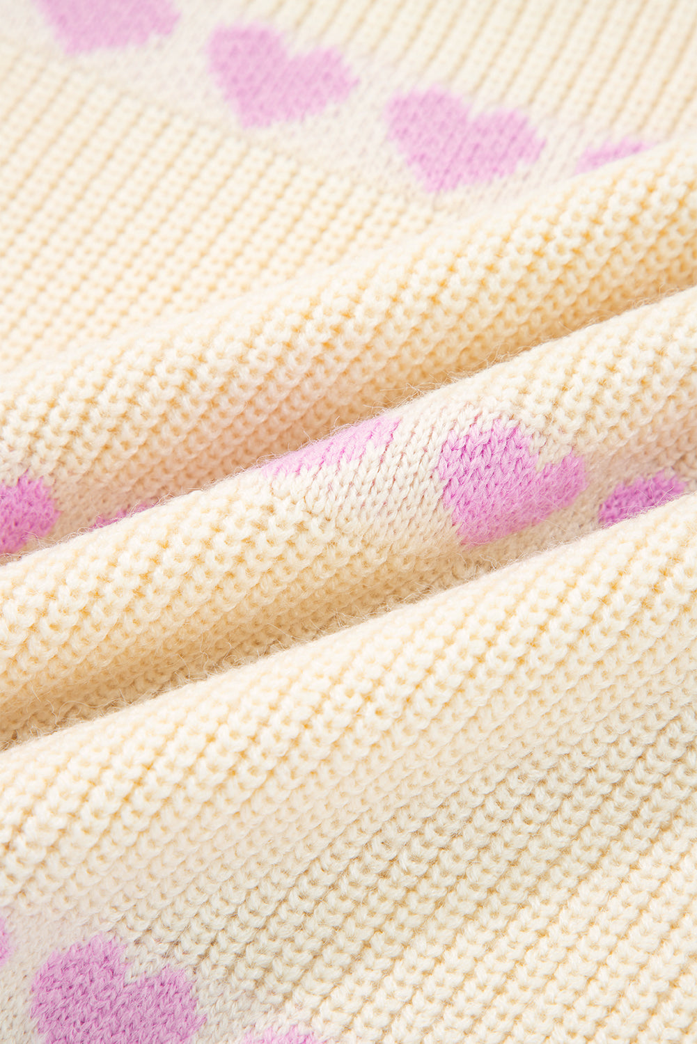 Heart Pattern Rib Knit Sweater - eAura