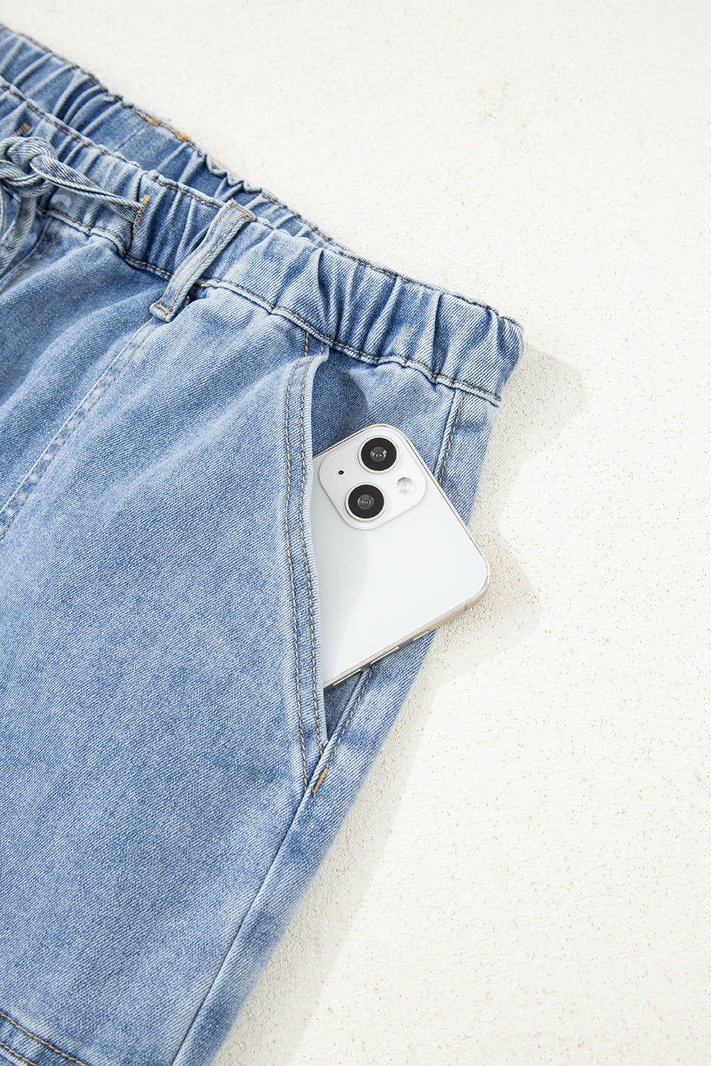 Drawstring Seam Detail Raw Hem Wide Leg Denim Jeans Dear-Lover Dropshipping