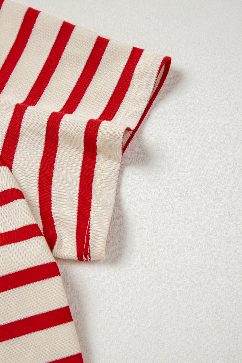 Red Stripe Lace-up Front Top and High Waist Shorts Set eAura