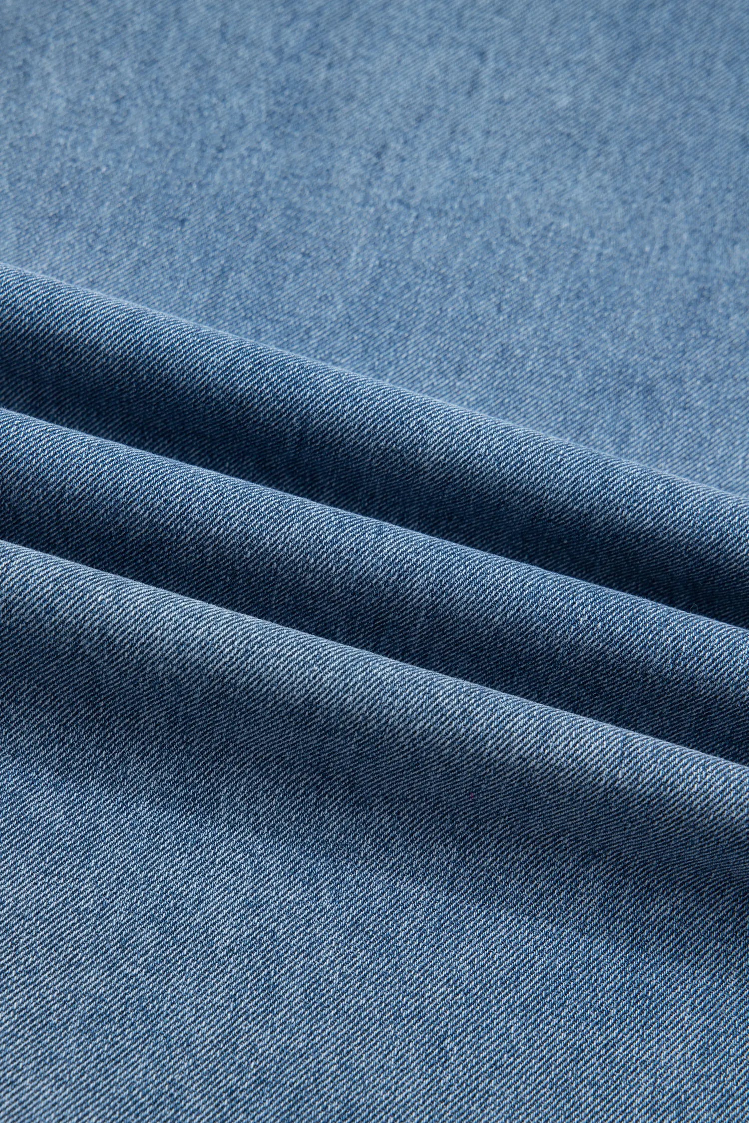 Dusk Blue Pleated Wide Leg Retro Pocketed Denim Jumpsuit