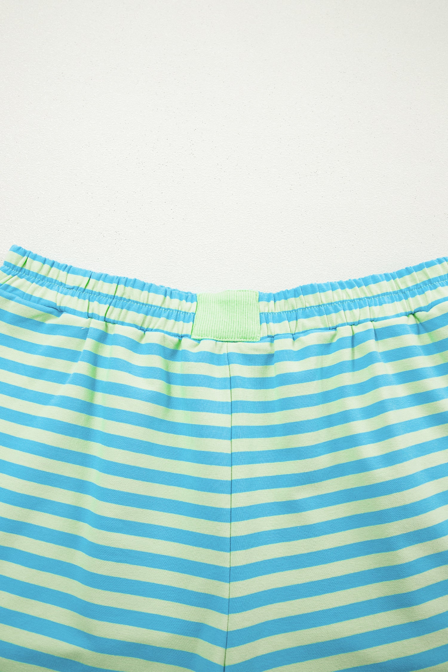 Color Block Detail Long Sleeve Pullover Elastic Waist Pull On Shorts 2pcs Set – Yellow Stripe