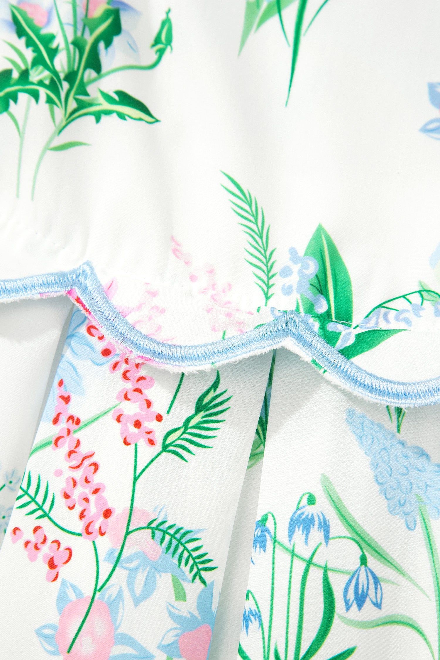 Floral Print Contrast Trim Self-Tie Straps Midi Dress
