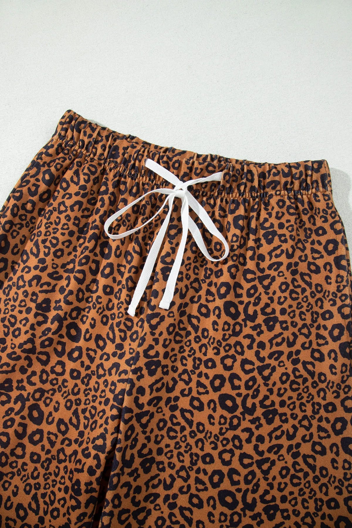 Leopard Print Long Sleeve Top Relaxed Pant Set – Brown