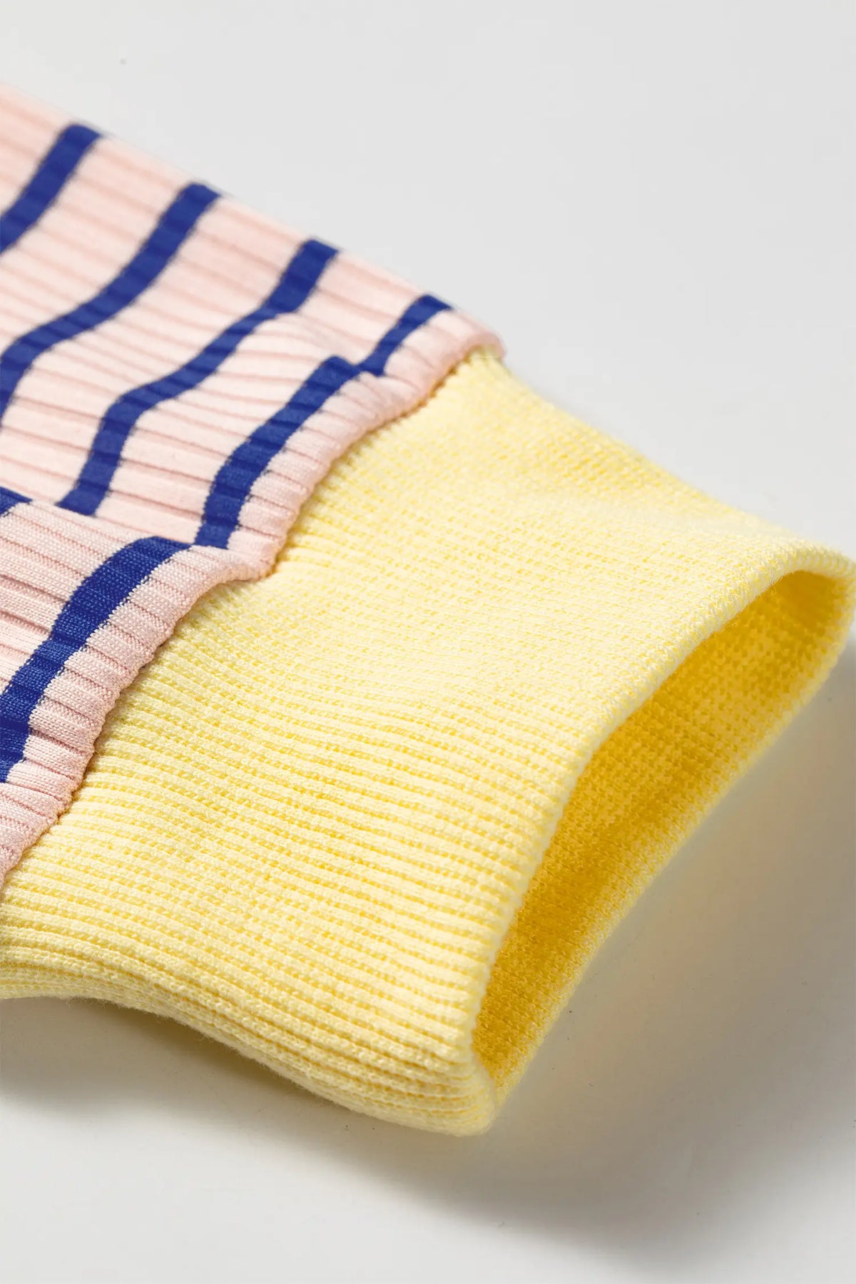 Contrast Long Sleeve Crew Neck Pullover Top – Blue Stripe