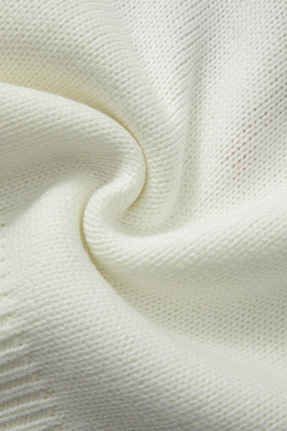 White Bow Pattern Contrast Trim Christmas Loose Graphic Sweater - eAura