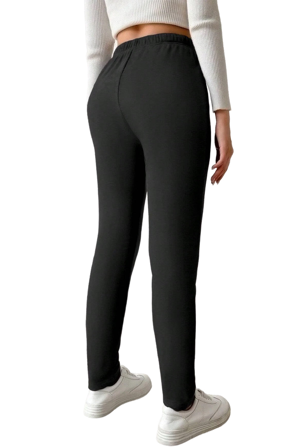 Black Thermal Lined Drawstring High Waist Leggings Beagle Boutique Fashion Outlet