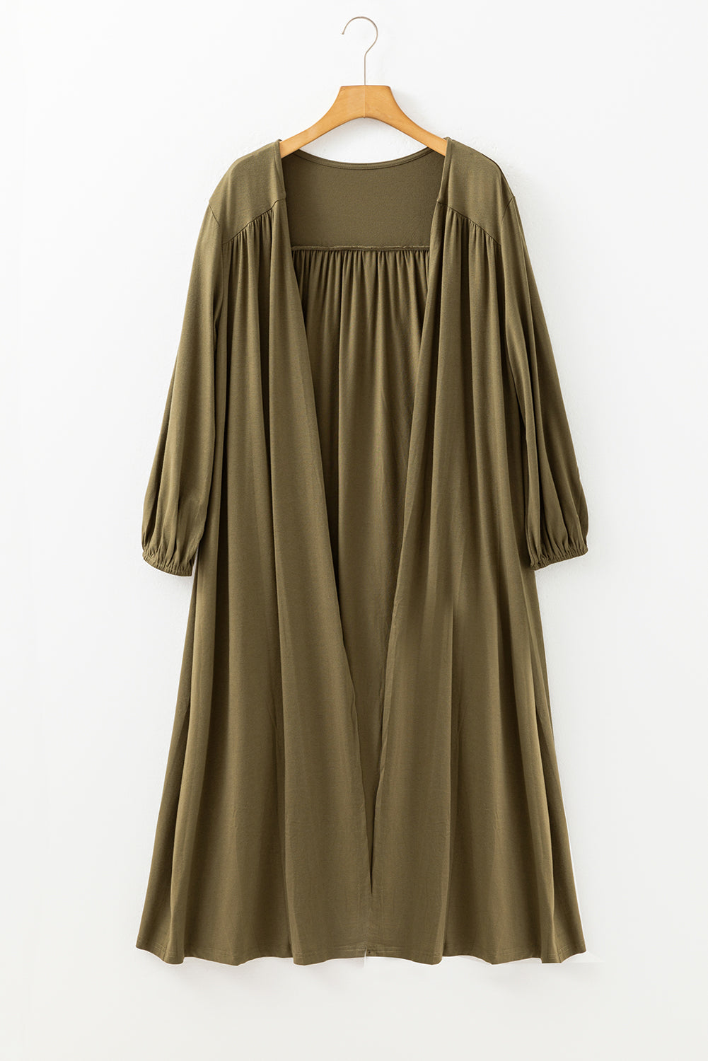 Green Lightweight Long Sleeve Open Front Duster Cardigan eAura