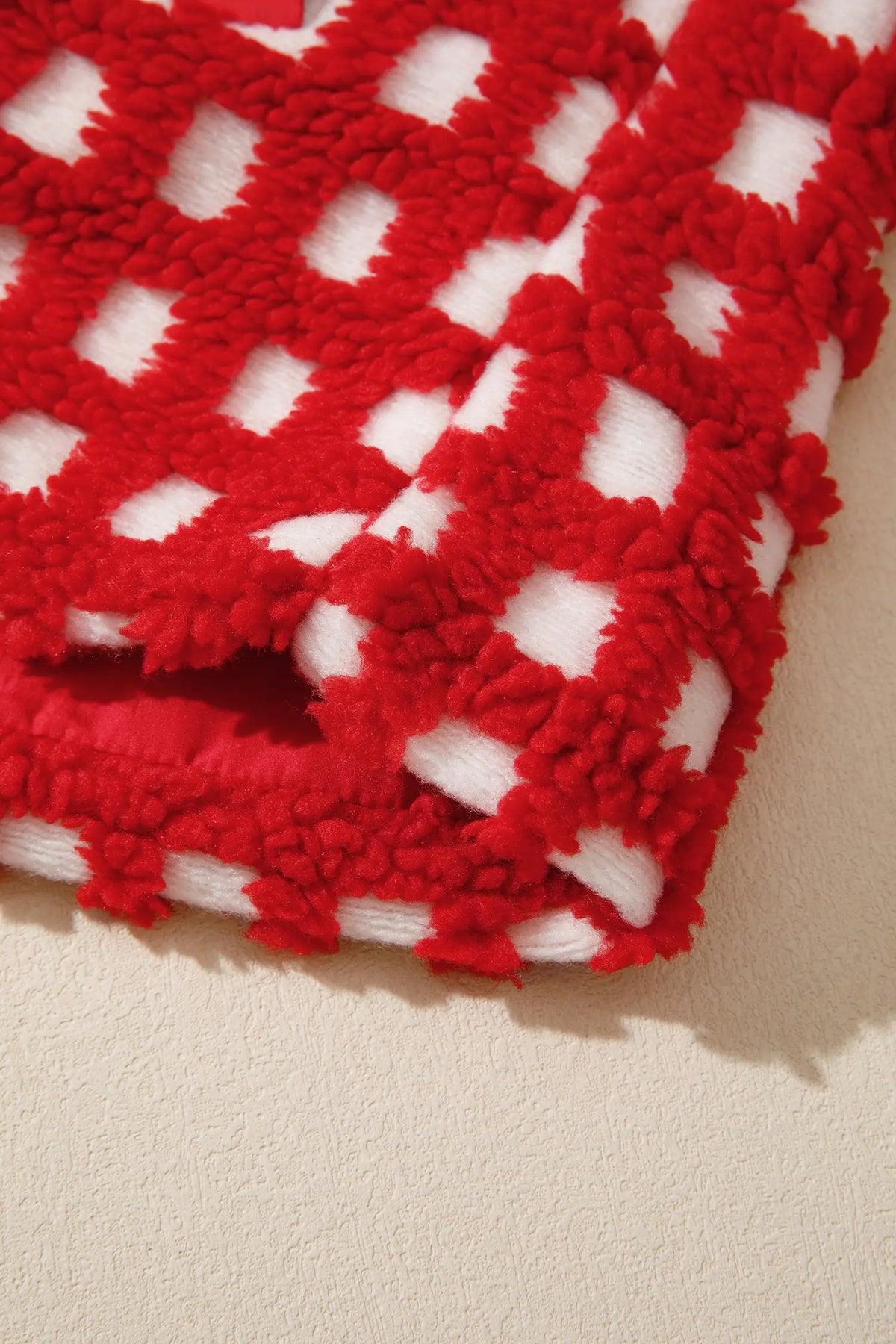 Plaid Zip-up Long Sleeve Jacket – Fiery Red