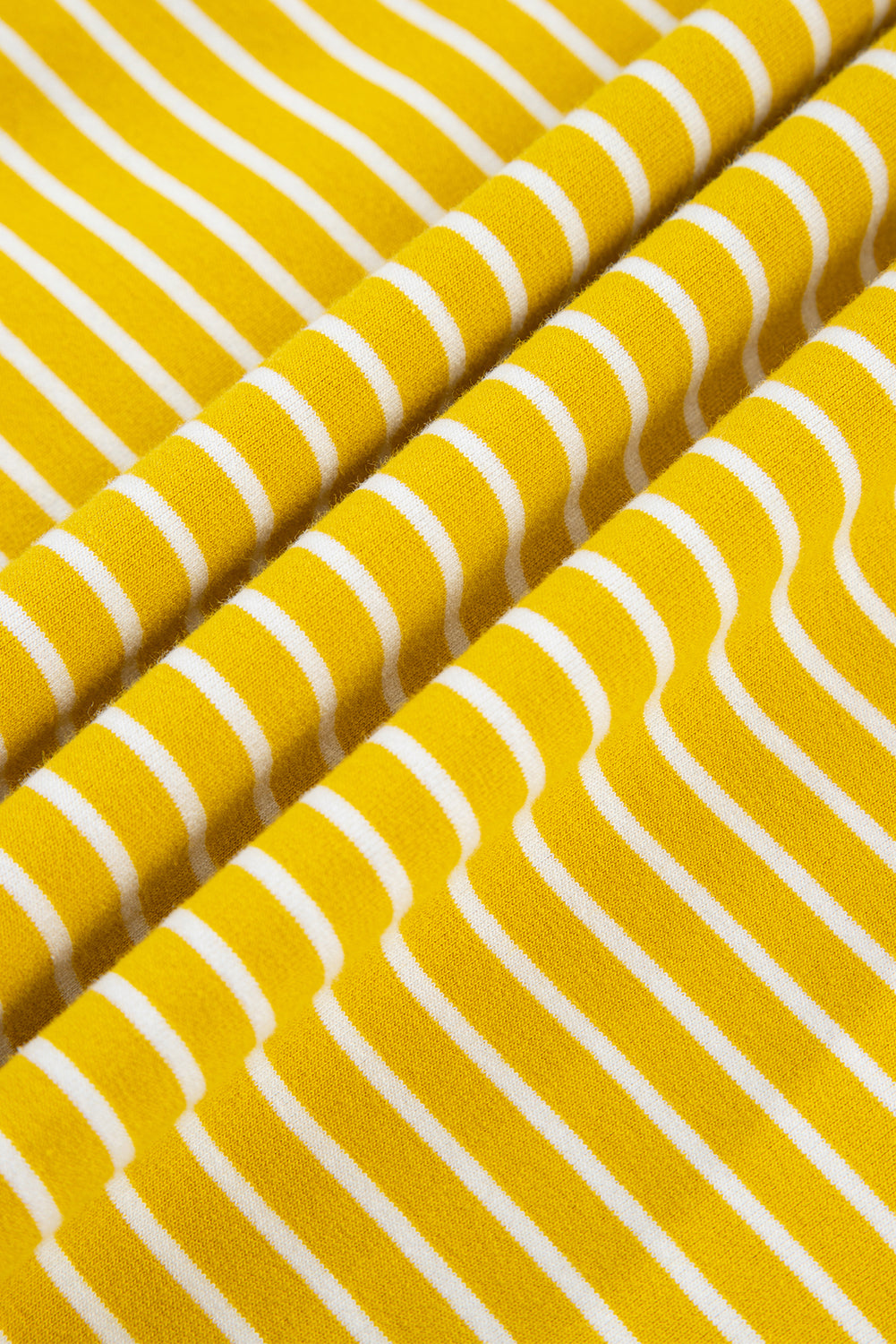 Yellow Stripe Drawstring V-Neck Loose Fit Hooded Top - eAura