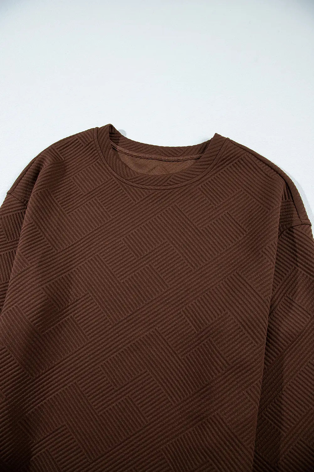 Jungle Solid Colour Textured Round Neck Drop Shoulder Pullover Sweatshirt – Green
