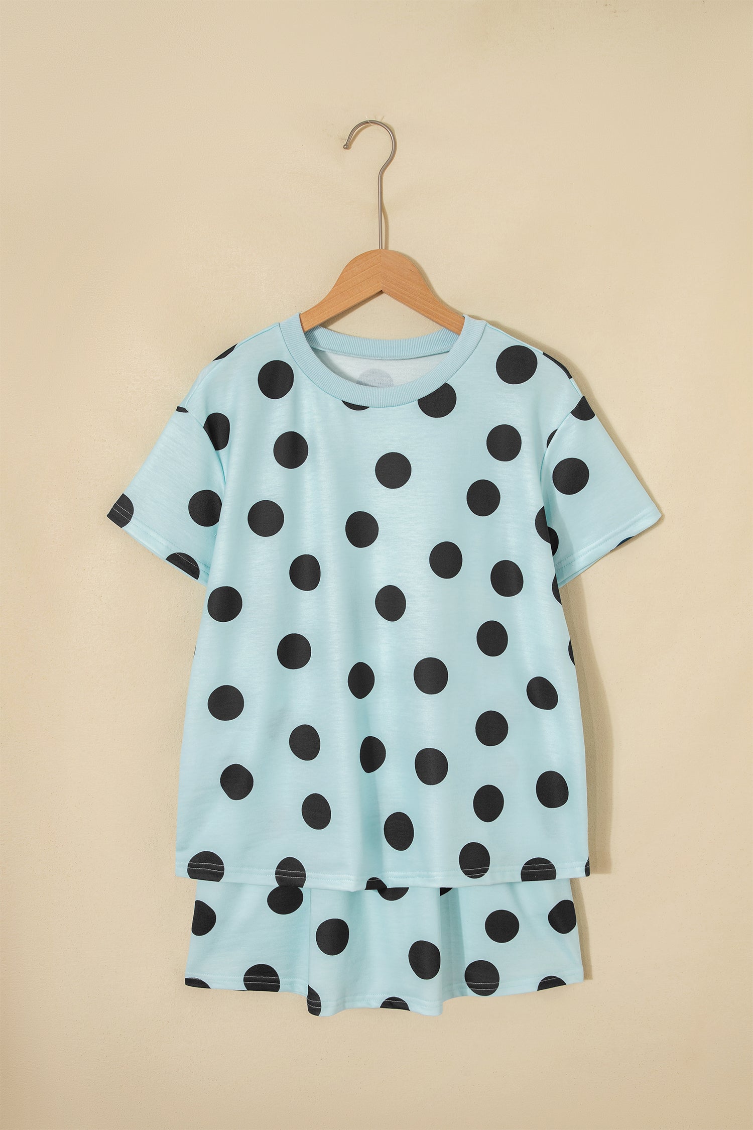 Polka Dot Short Sleeve Top Casual Skort 2pcs Outfit – White
