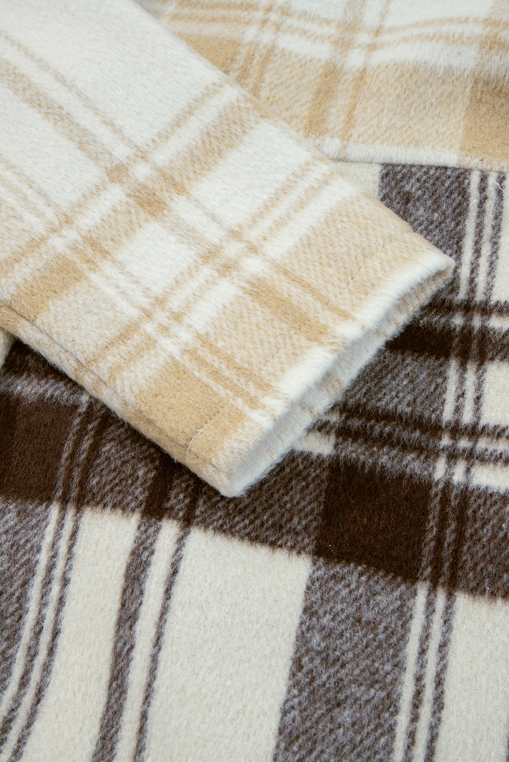 Multicolour Plaid Patchwork Side Pockets Buttoned Shacket - eAura