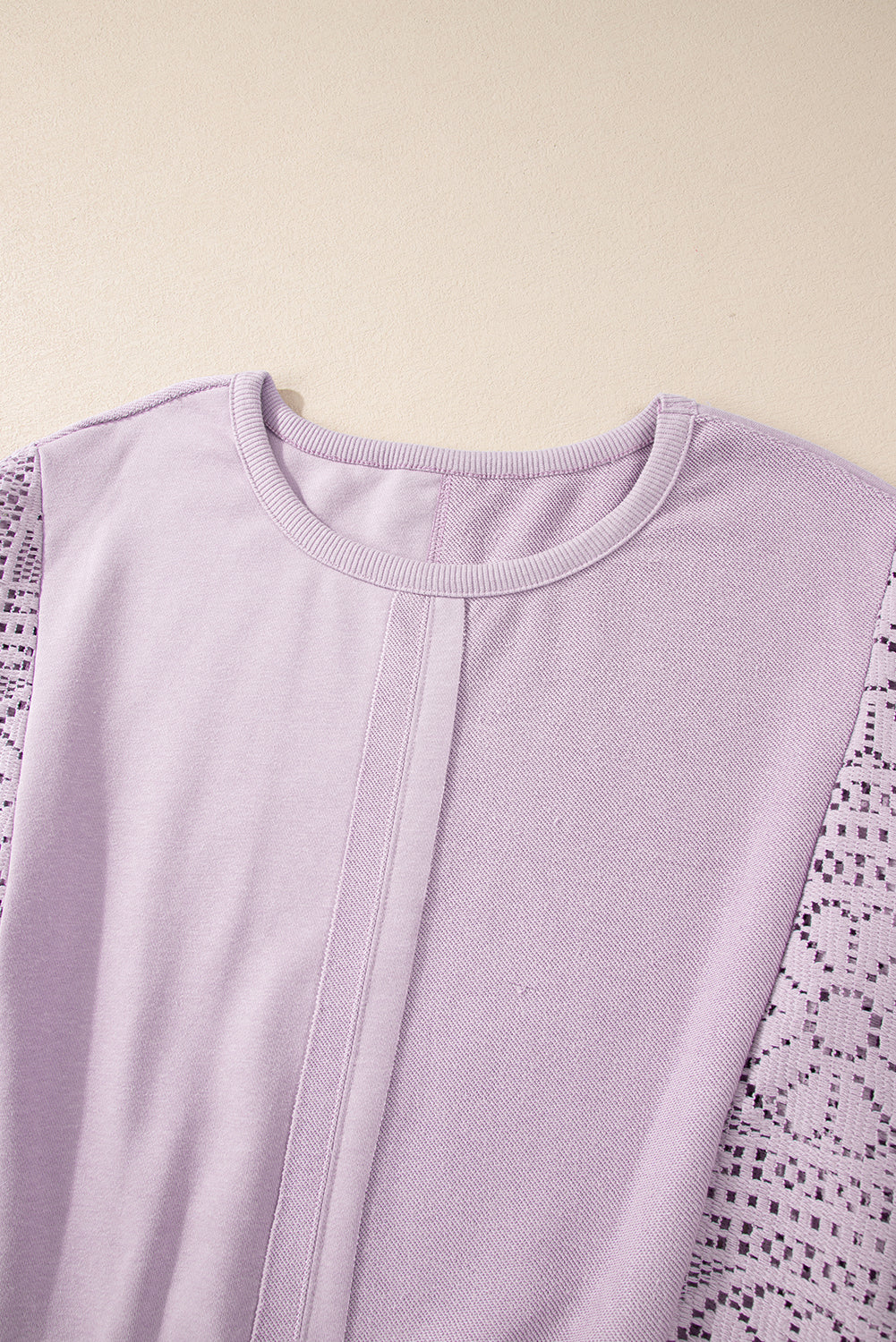 Knit Crochet Exposed Seam Ribbed Trim Sweatshirt eAura