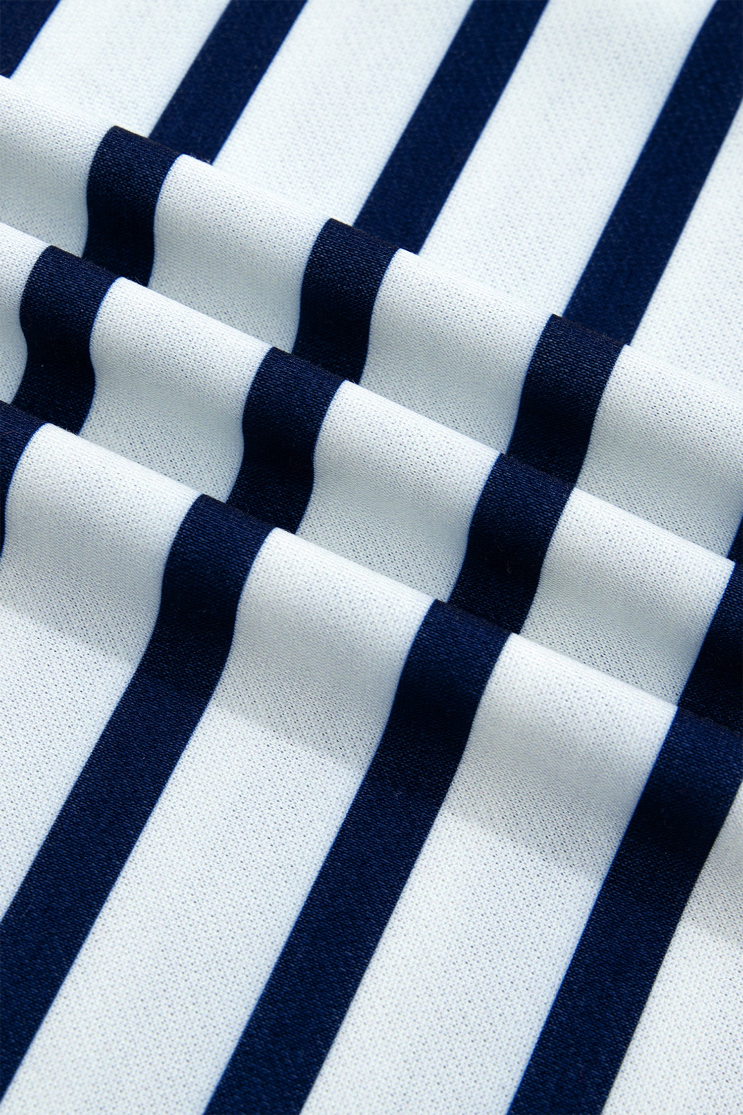 Striped Stand Neck Long Sleeve Ribbed Cuff Hem Sweatshirt – Blue Stripe